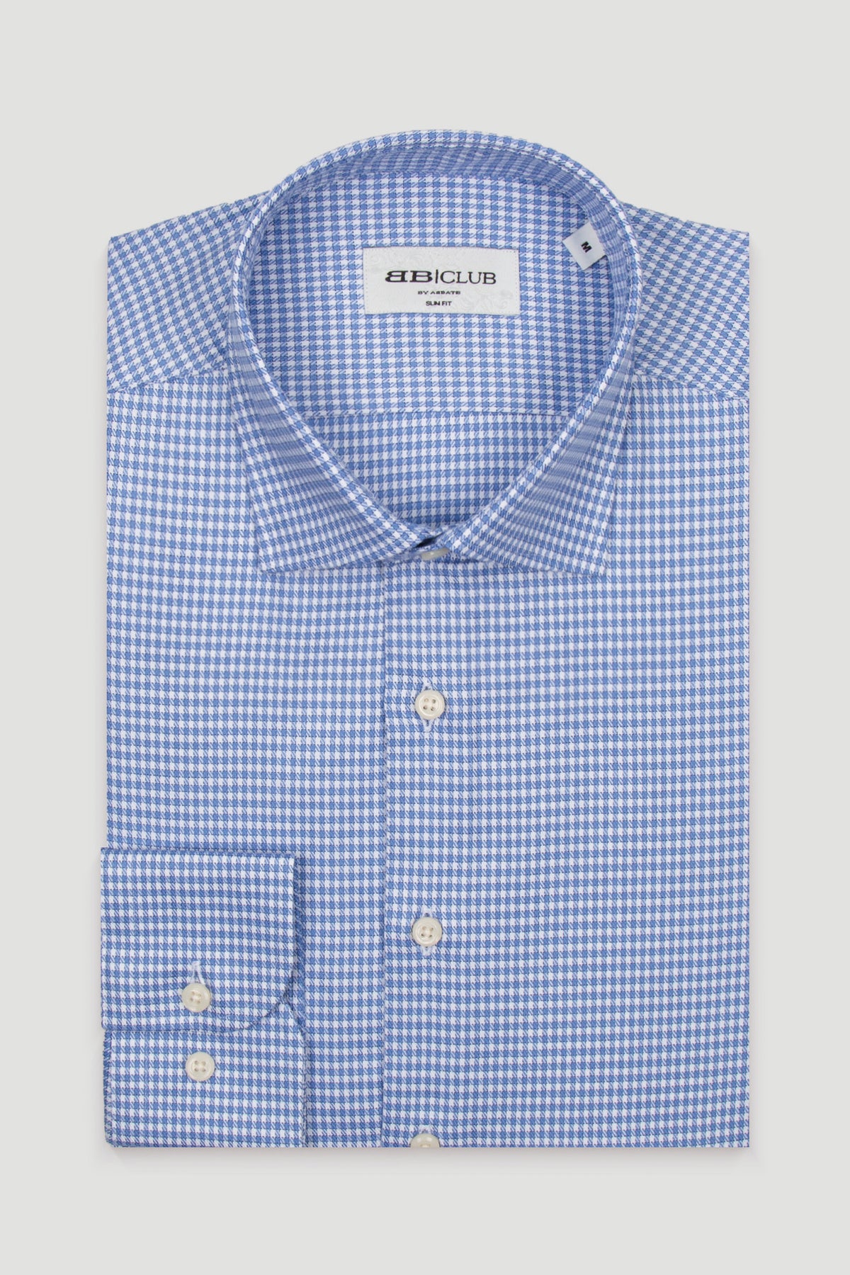 BB Club Oscar Twill Pamuklu Slim Fit Mavi Klasik Yaka Erkek Kareli Gömlek