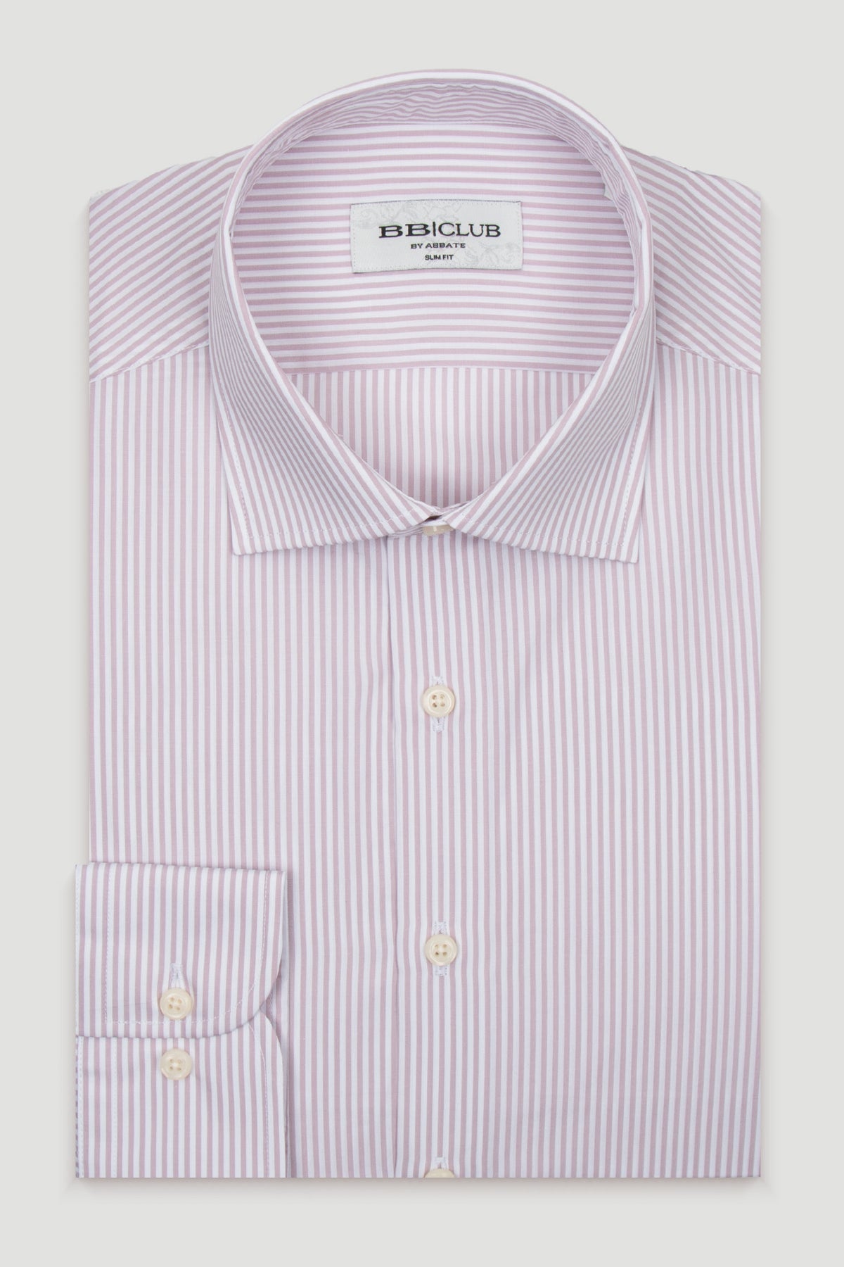 BB Club Oscar Poplin %100 Pamuk Slim Fit Lila Klasik Yaka Erkek Çizgili Gömlek
