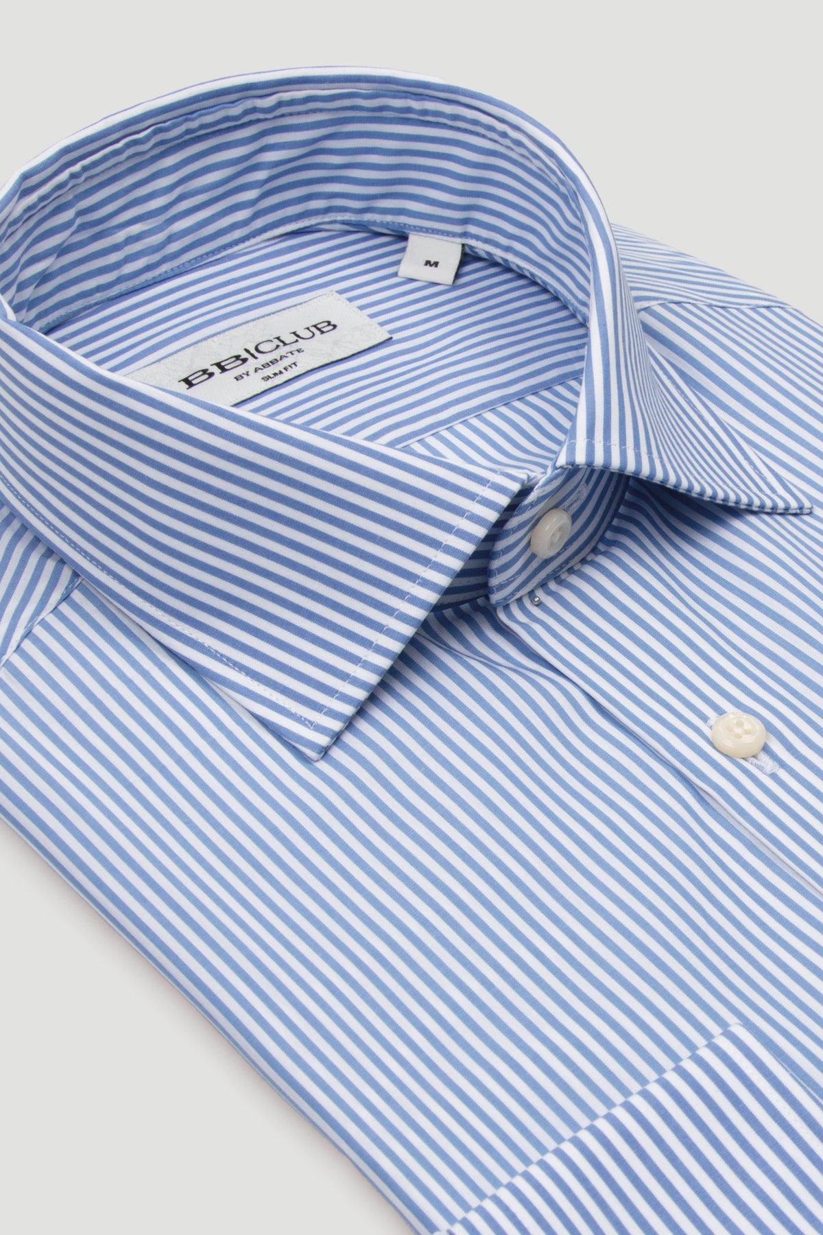 BB Club Oscar Poplin %100 Pamuk Slim Fit Açık Mavi Klasik Yaka Erkek Çizgili Gömlek