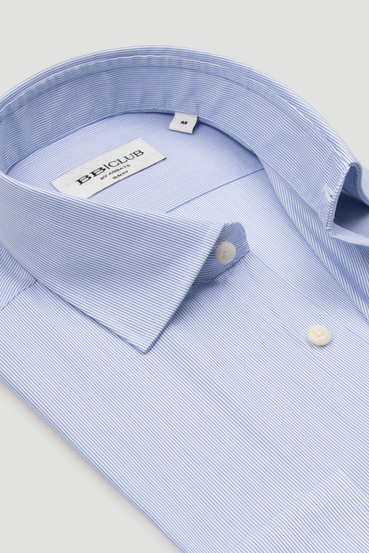 BB Club Oscar Poplin %100 Pamuk Slim Fit Açık Mavi Klasik Yaka Erkek Çizgili Gömlek