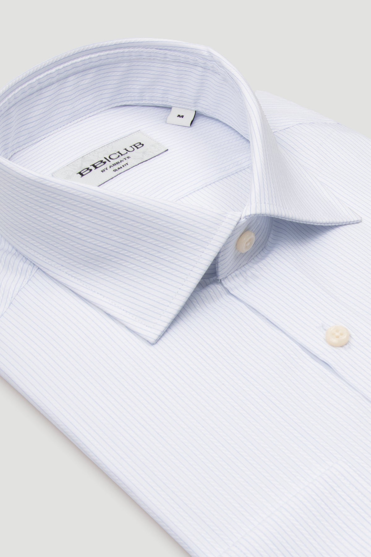 BB Club Oscar Poplin %100 Pamuk Slim Fit Beyaz Klasik Yaka Erkek Çizgili Gömlek