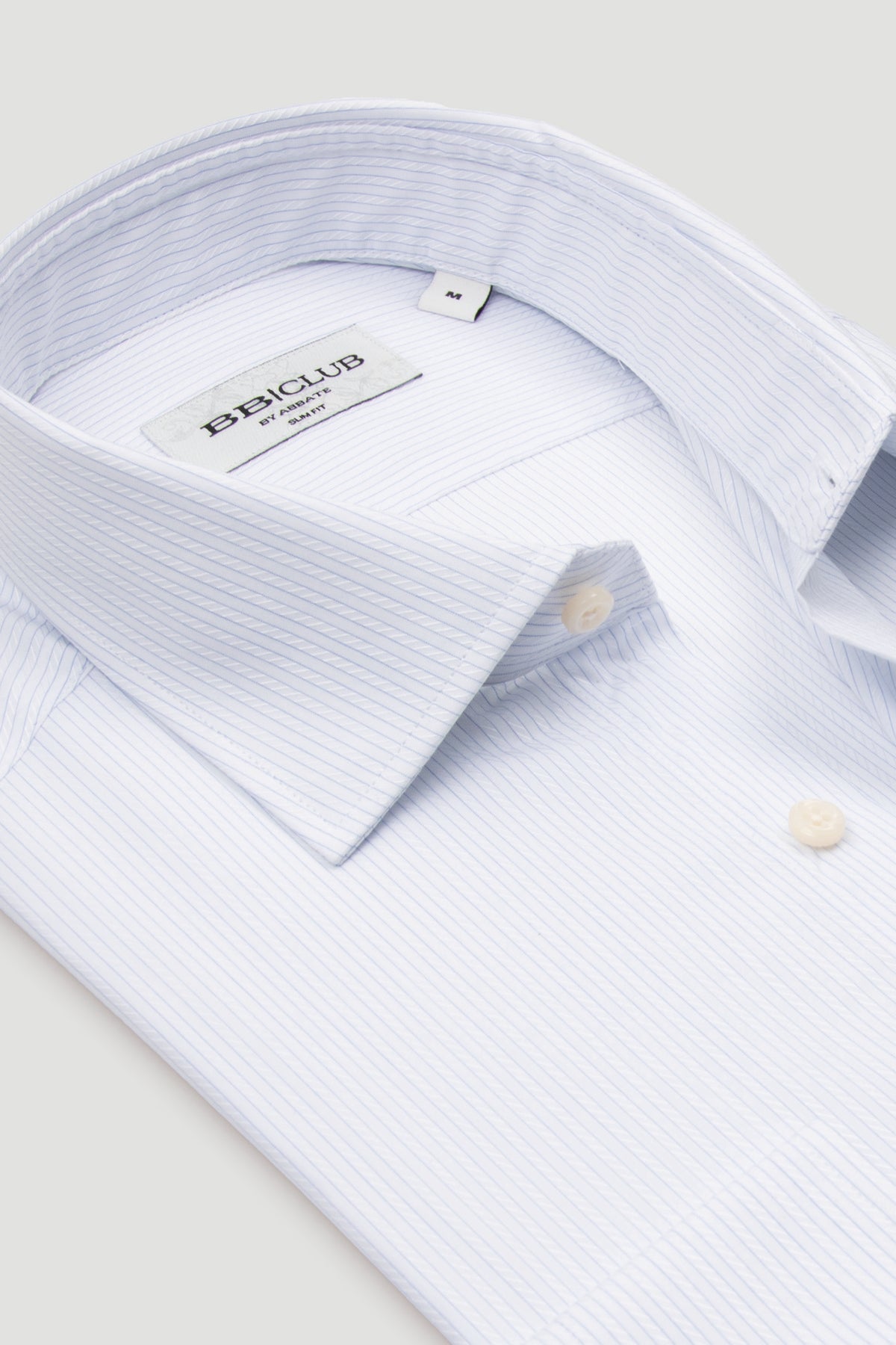 BB Club Oscar Poplin %100 Pamuk Slim Fit Beyaz Klasik Yaka Erkek Çizgili Gömlek