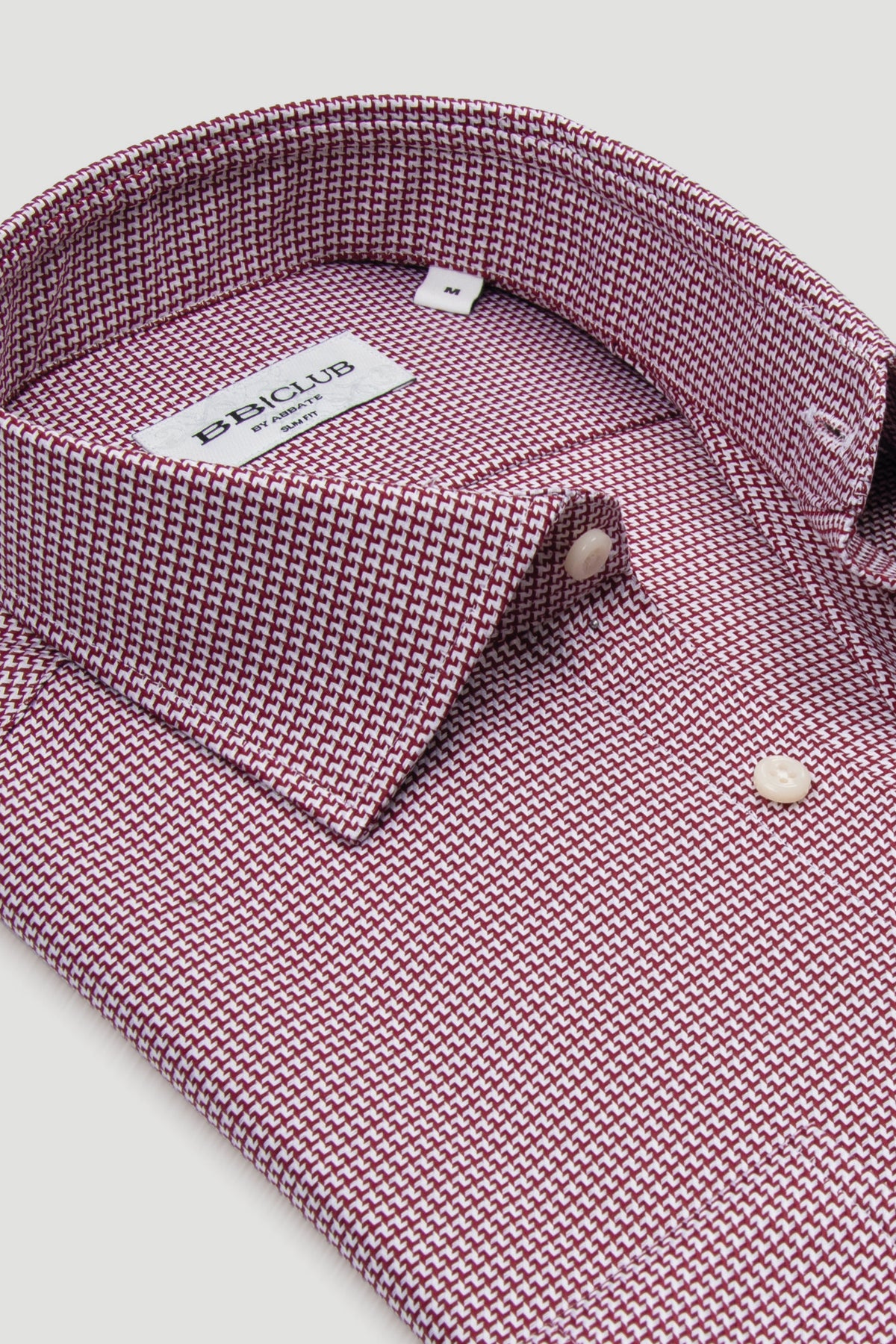 BB Club Oscar Dokuma %100 Pamuk Slim Fit Kırmızı Klasik Yaka Erkek Desenli Gömlek