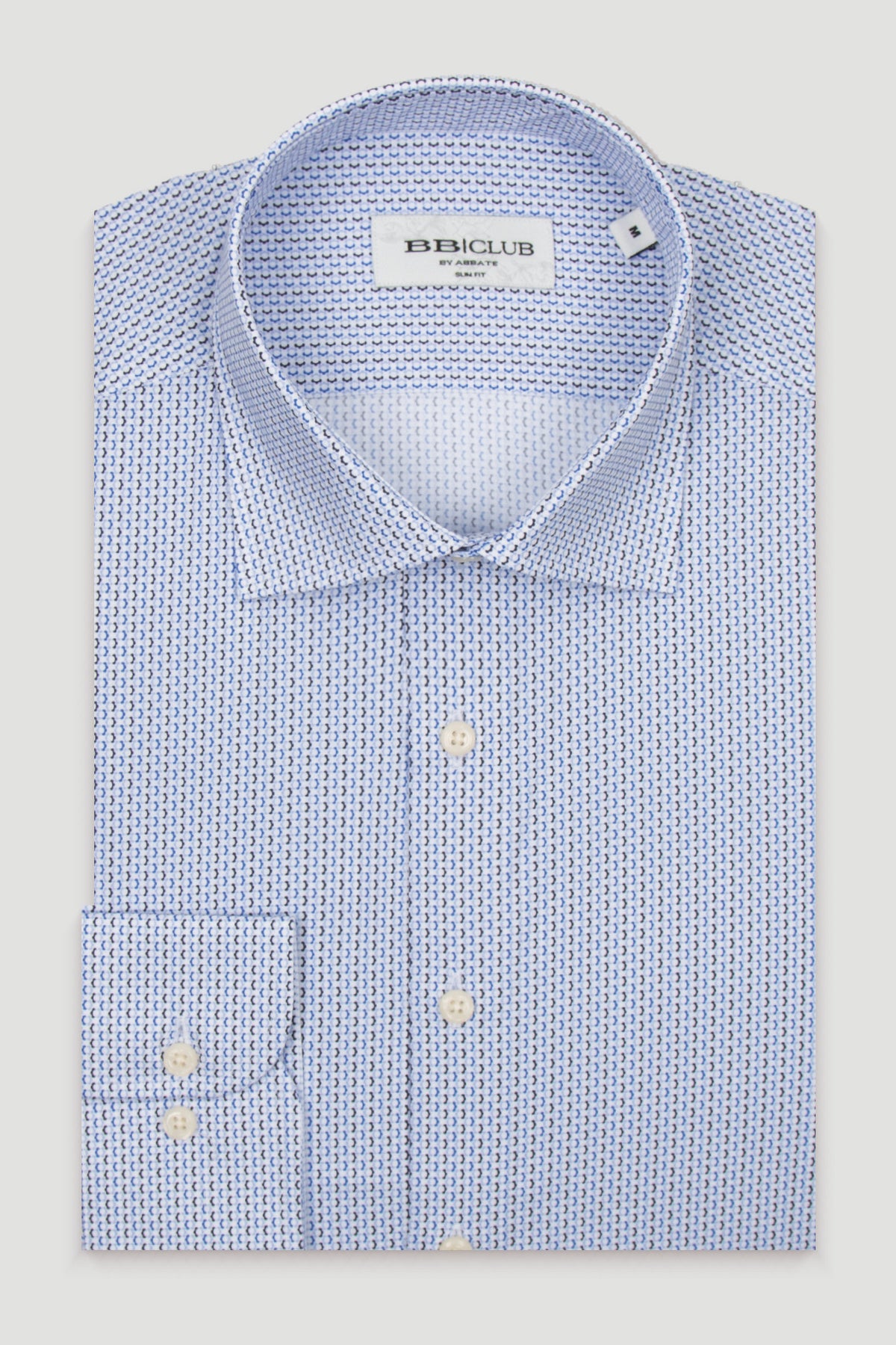 BB Club Oscar Poplin %100 Pamuk Slim Fit Lacivert Klasik Yaka Erkek Baskılı Gömlek