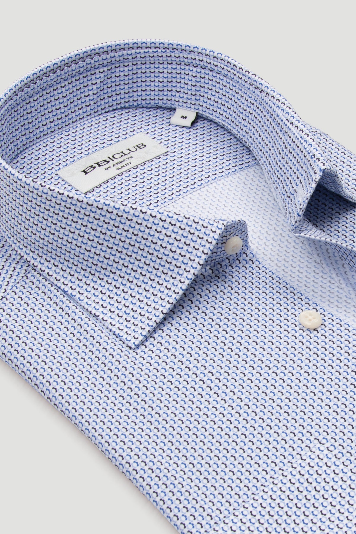 BB Club Oscar Poplin %100 Pamuk Slim Fit Lacivert Klasik Yaka Erkek Baskılı Gömlek