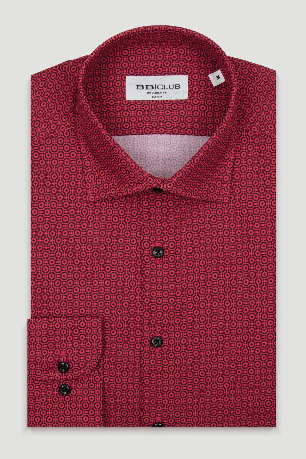BB Club Oscar Poplin %100 Pamuk Slim Fit Pembe Klasik Yaka Erkek Baskılı Gömlek