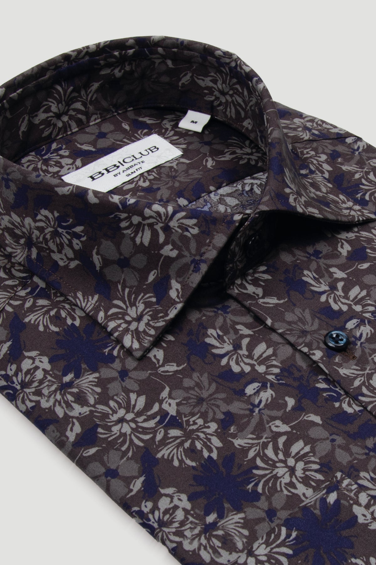 BB Club Oscar Poplin Pamuk Karışımlı Slim Fit Kahverengi Klasik Yaka Erkek Baskılı Gömlek