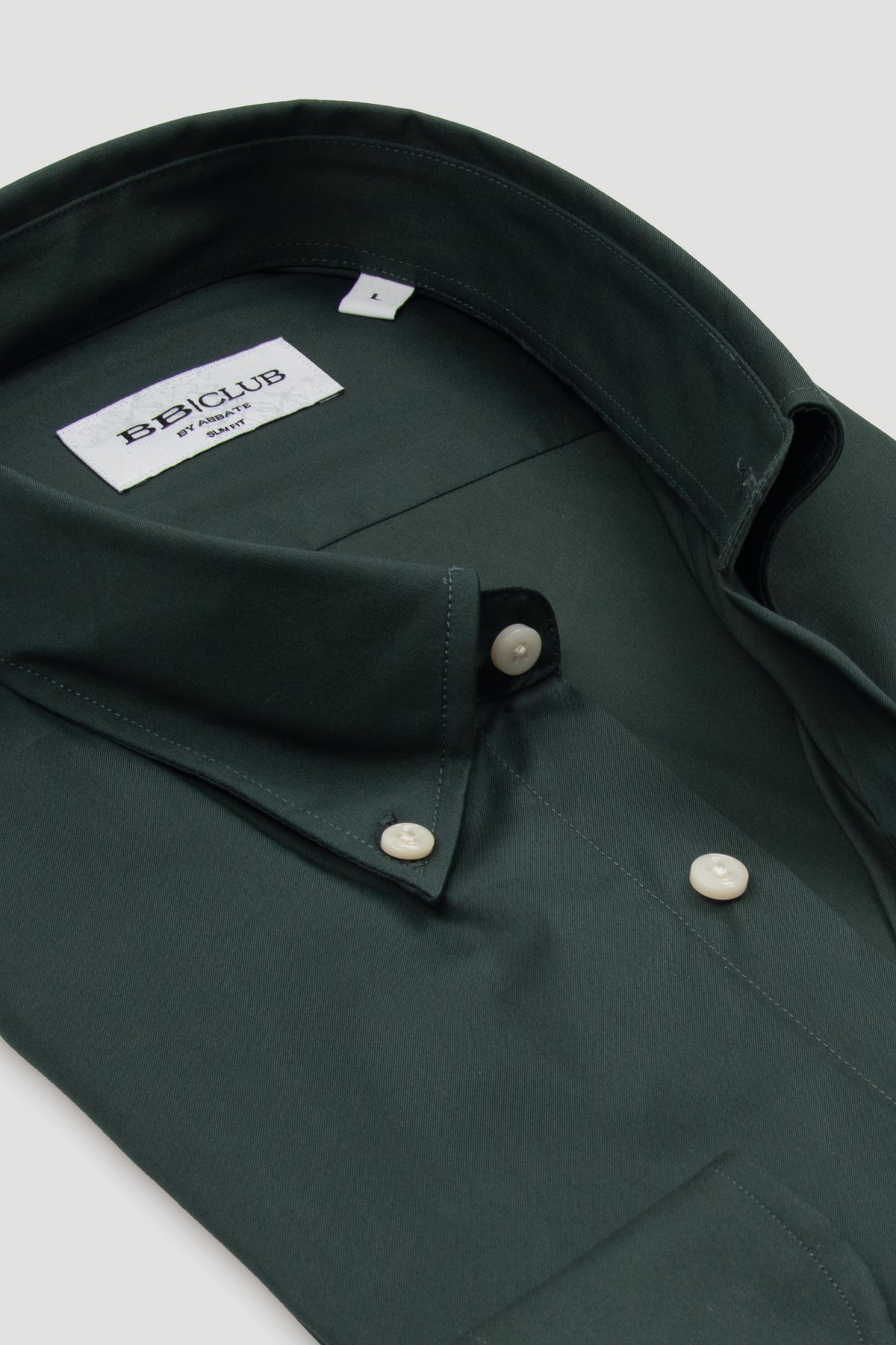 BB Club Aron Poplin Stretch Pamuk Karışımlı Slim Fit Koyu Yeşil Düğmeli Yaka Erkek Düz Gömlek