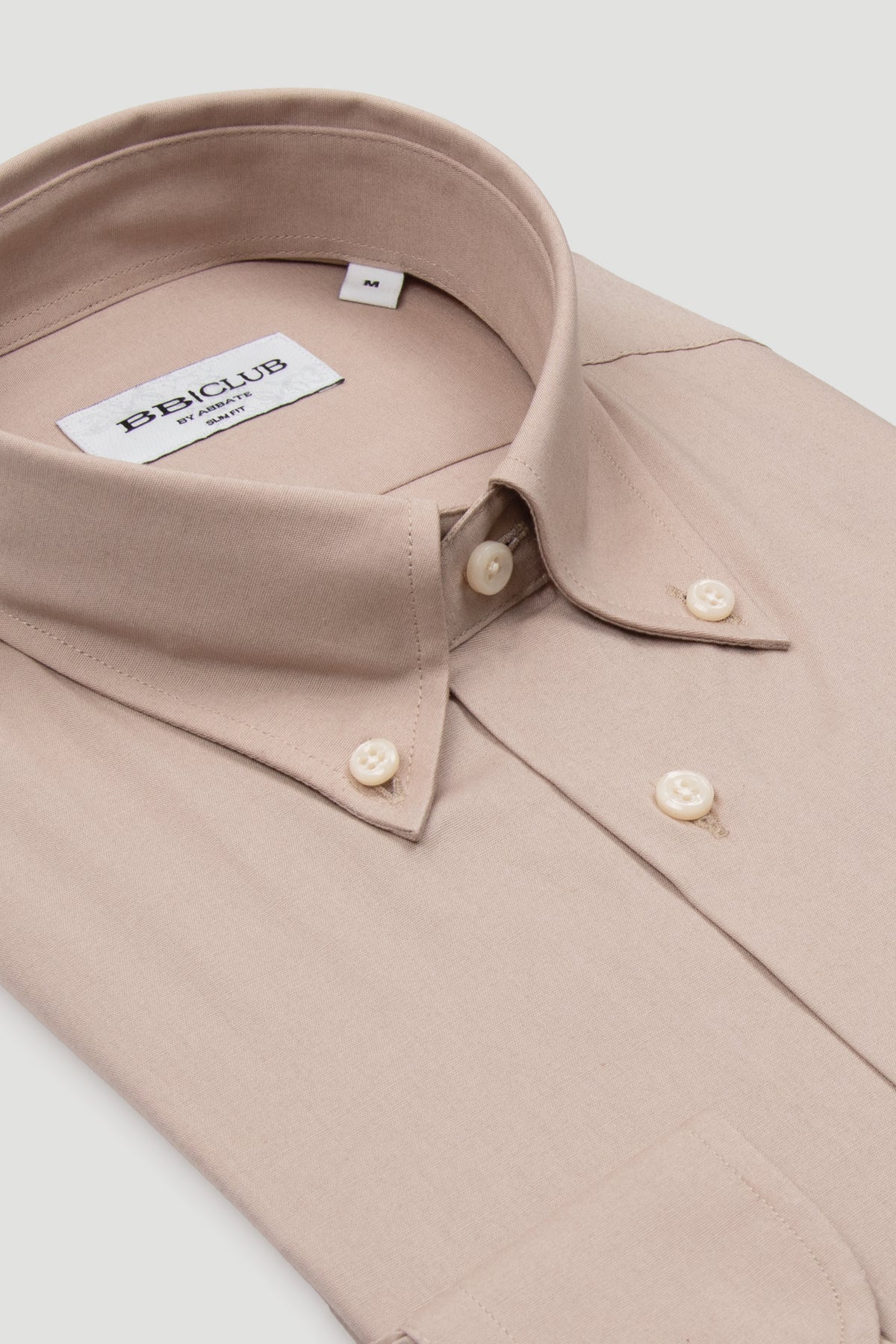 BB Club Aron Poplin Stretch Pamuk Karışımlı Slim Fit Koyu Bej Düğmeli Yaka Erkek Düz Gömlek