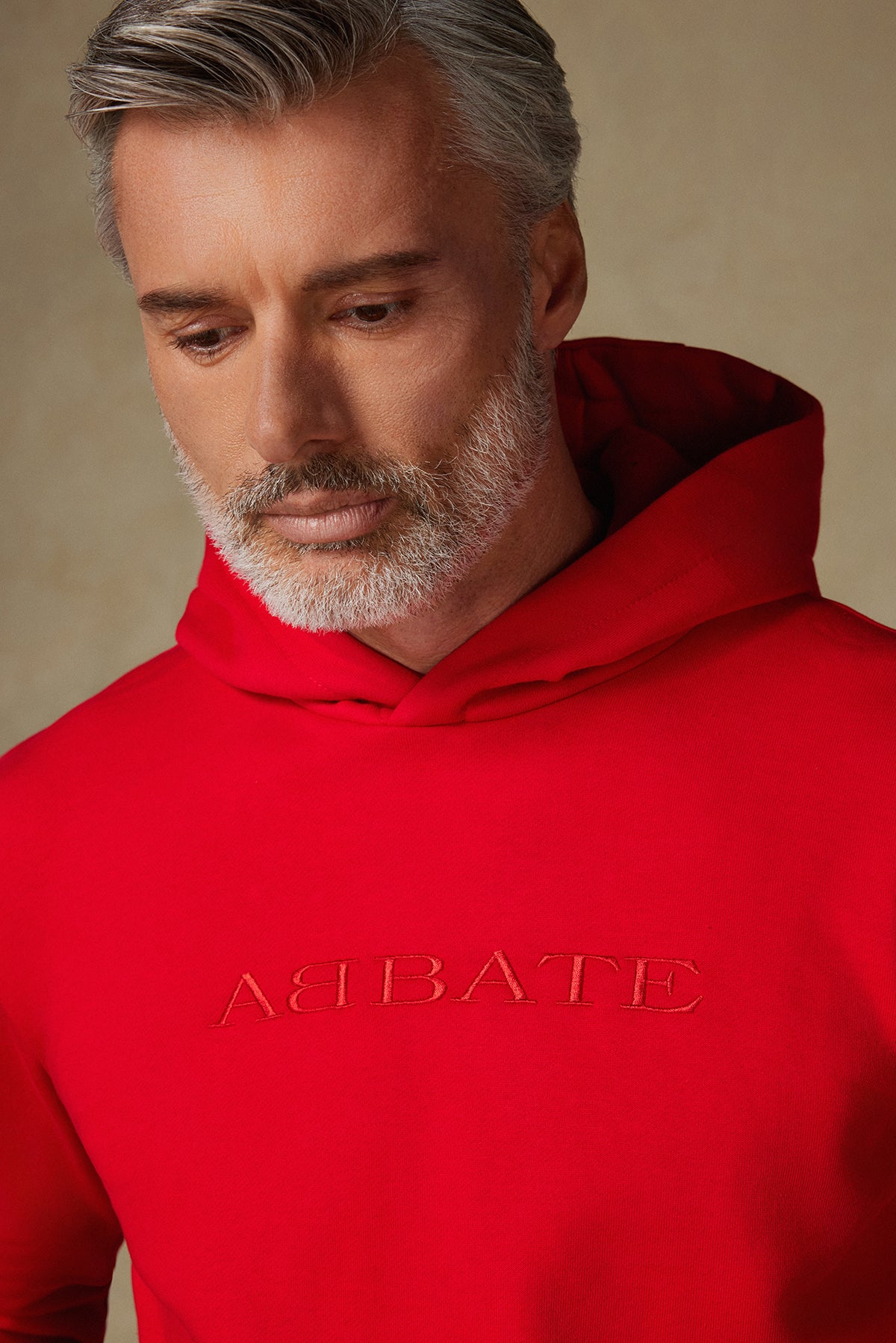 Abbate Hoodie Örme Kumaş Pamuklu Comfort Fit Kırmızı Kapüşonlu Erkek Nakışlı Hoodie
