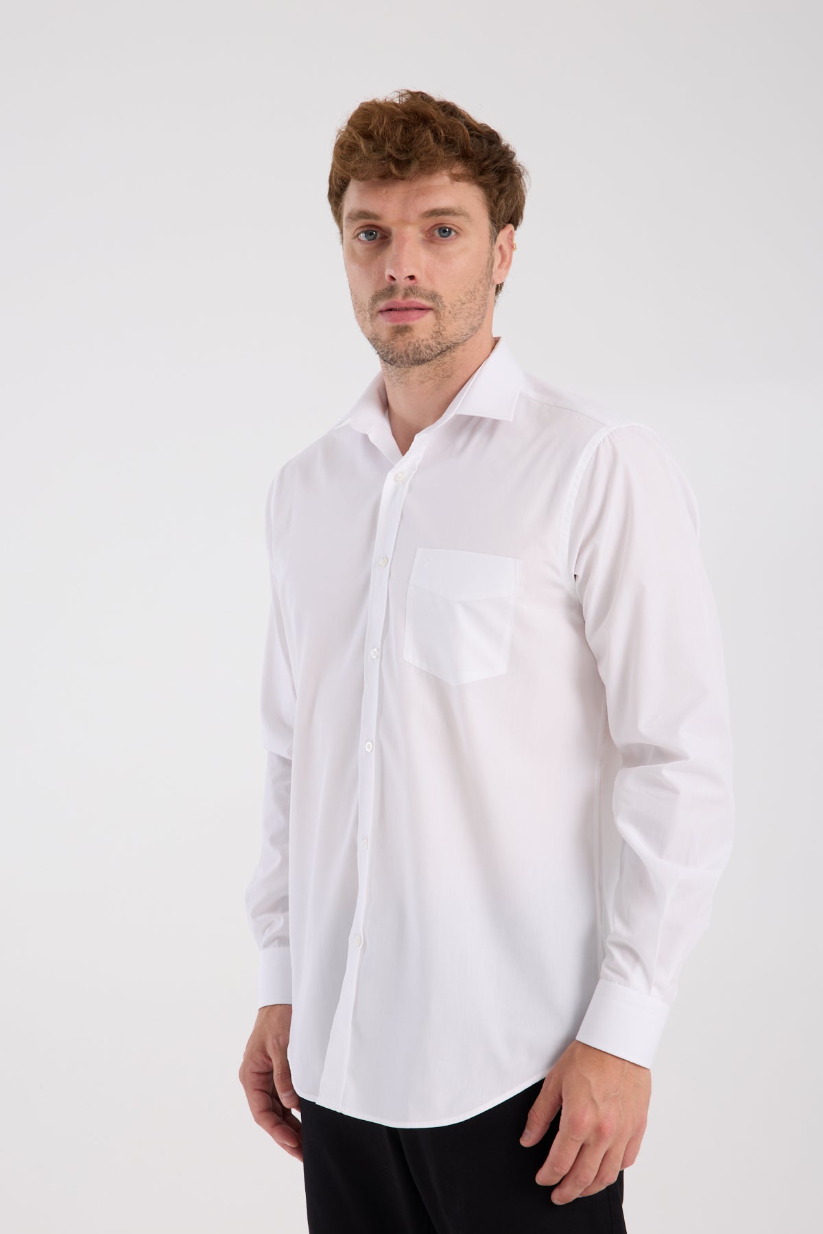 AClub AC10065 Poplin Pamuk Karışımlı Regular Fit Beyaz Klasik Yaka Erkek Düz Gömlek