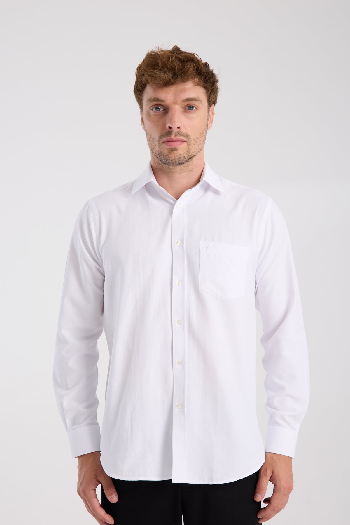 AClub AC10067 Armür Pamuk Karışımlı Regular Fit Beyaz Klasik Yaka Erkek Düz Gömlek