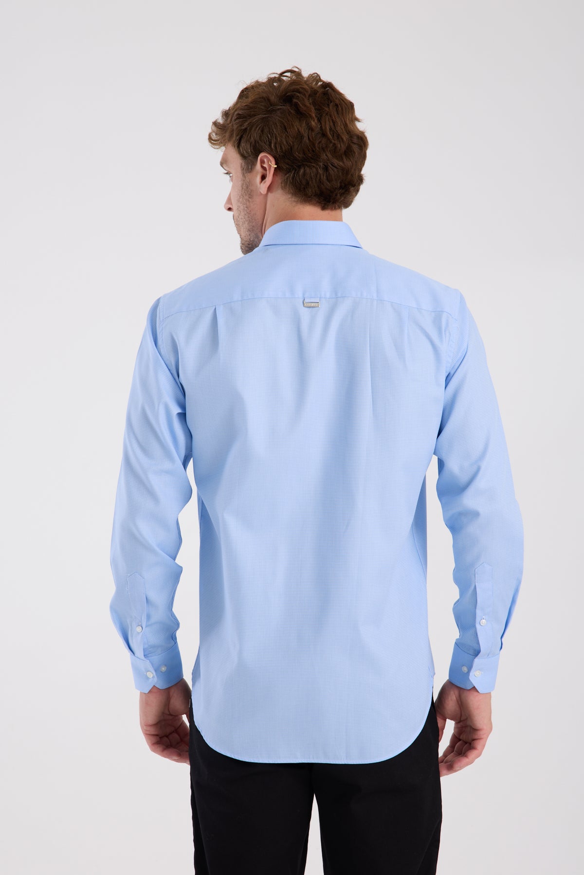 AClub AC10069 Oxford Pamuklu Regular Fit Açık Mavi Düğmeli Yaka Erkek Desenli Gömlek