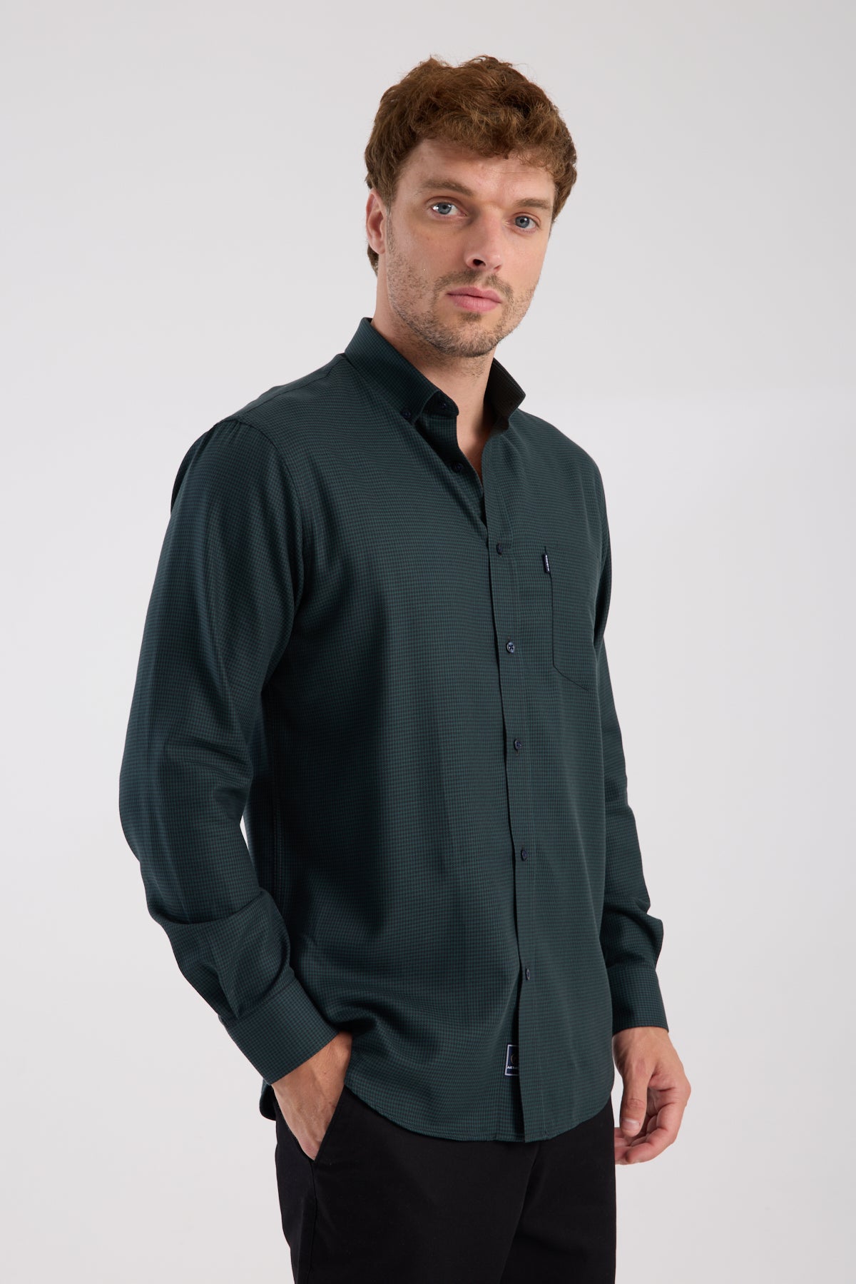 AClub AC10070 Twill Pamuklu Regular Fit Haki Düğmeli Yaka Erkek Desenli Gömlek