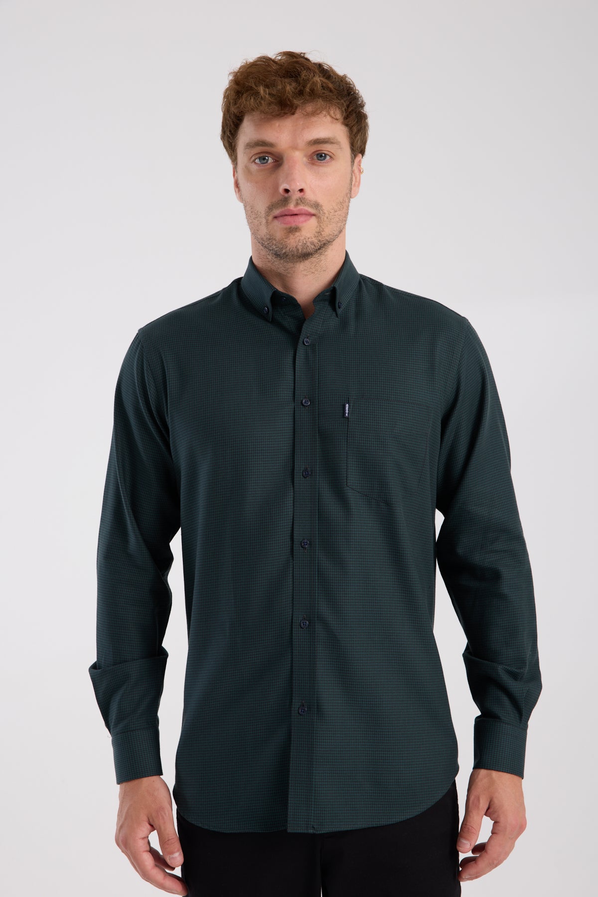 AClub AC10070 Twill Pamuklu Regular Fit Haki Düğmeli Yaka Erkek Desenli Gömlek