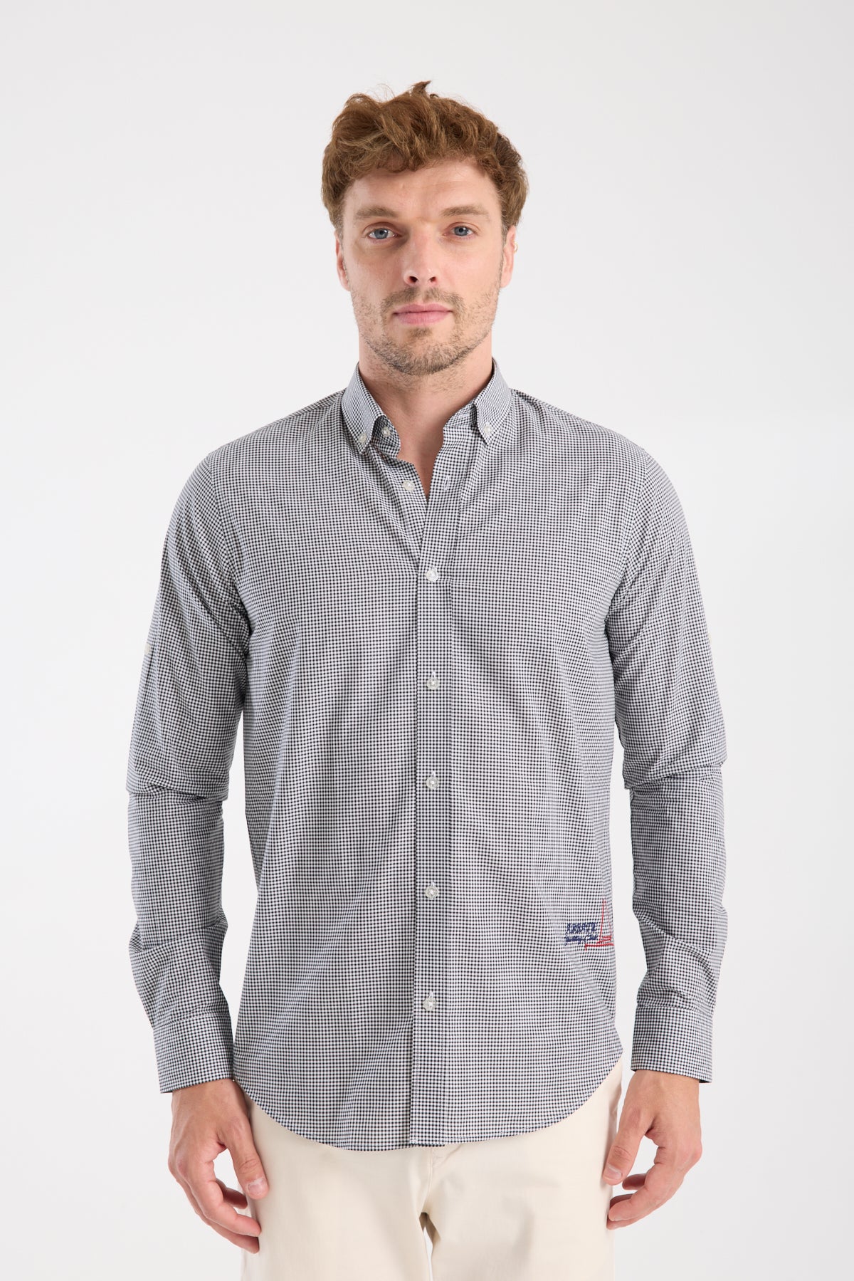 AClub AC10073 Poplin Pamuklu Slim Fit Siyah Düğmeli Yaka Erkek Kareli Gömlek