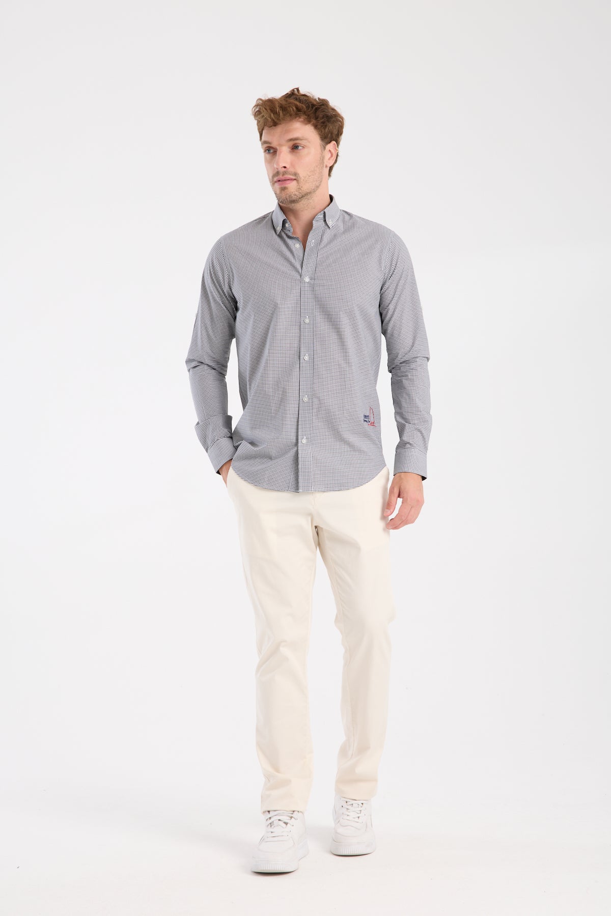 AClub AC10073 Poplin Pamuklu Slim Fit Siyah Düğmeli Yaka Erkek Kareli Gömlek