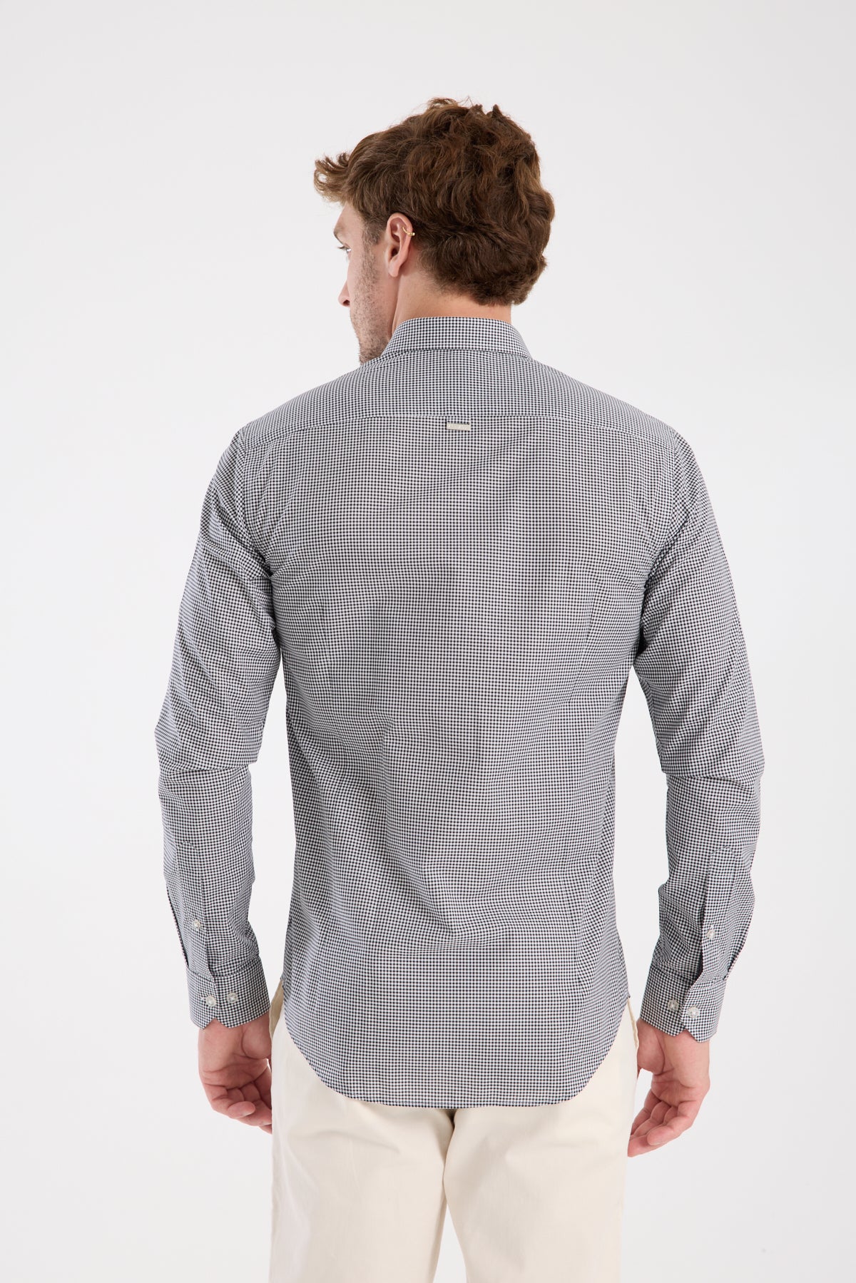 AClub AC10073 Poplin Pamuklu Slim Fit Siyah Düğmeli Yaka Erkek Kareli Gömlek