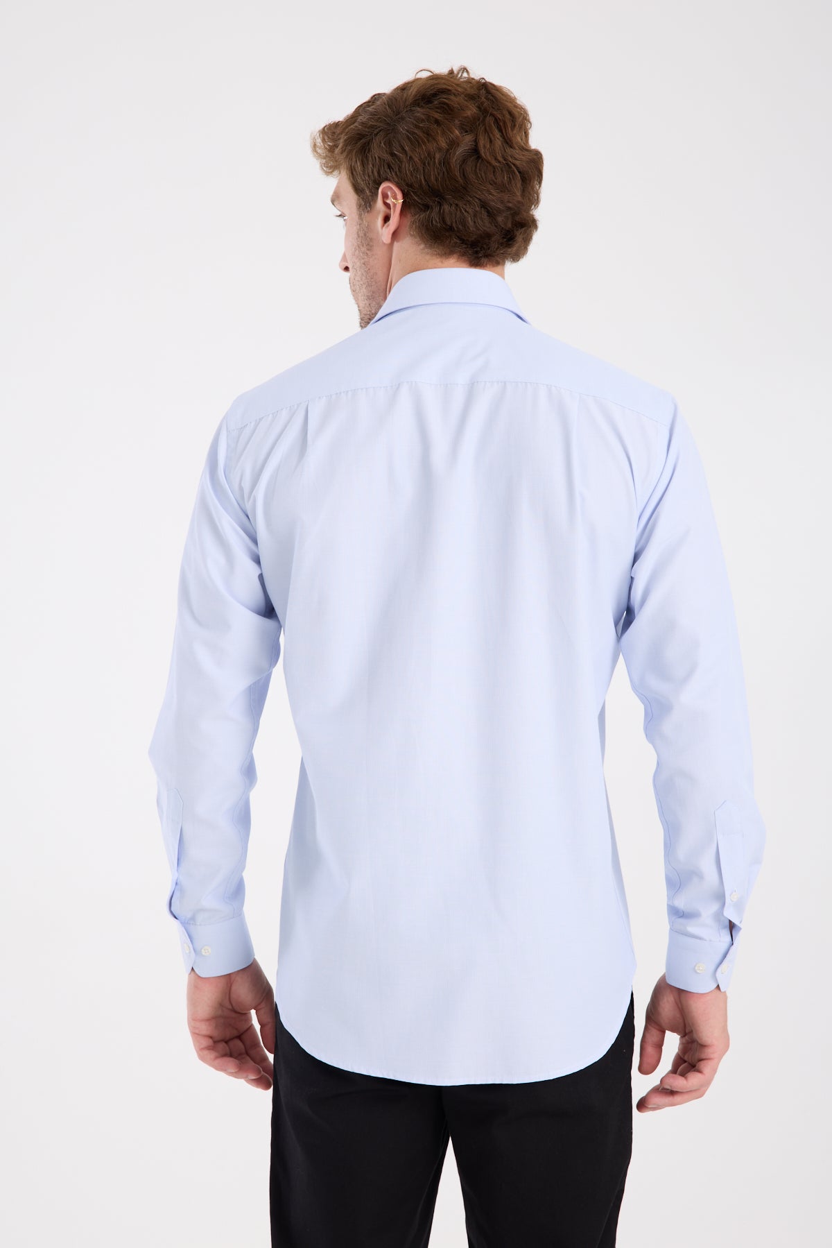 AClub AC10075 Poplin Pamuk Karışımlı Regular Fit Açık Mavi Klasik Yaka Erkek Çizgili Gömlek