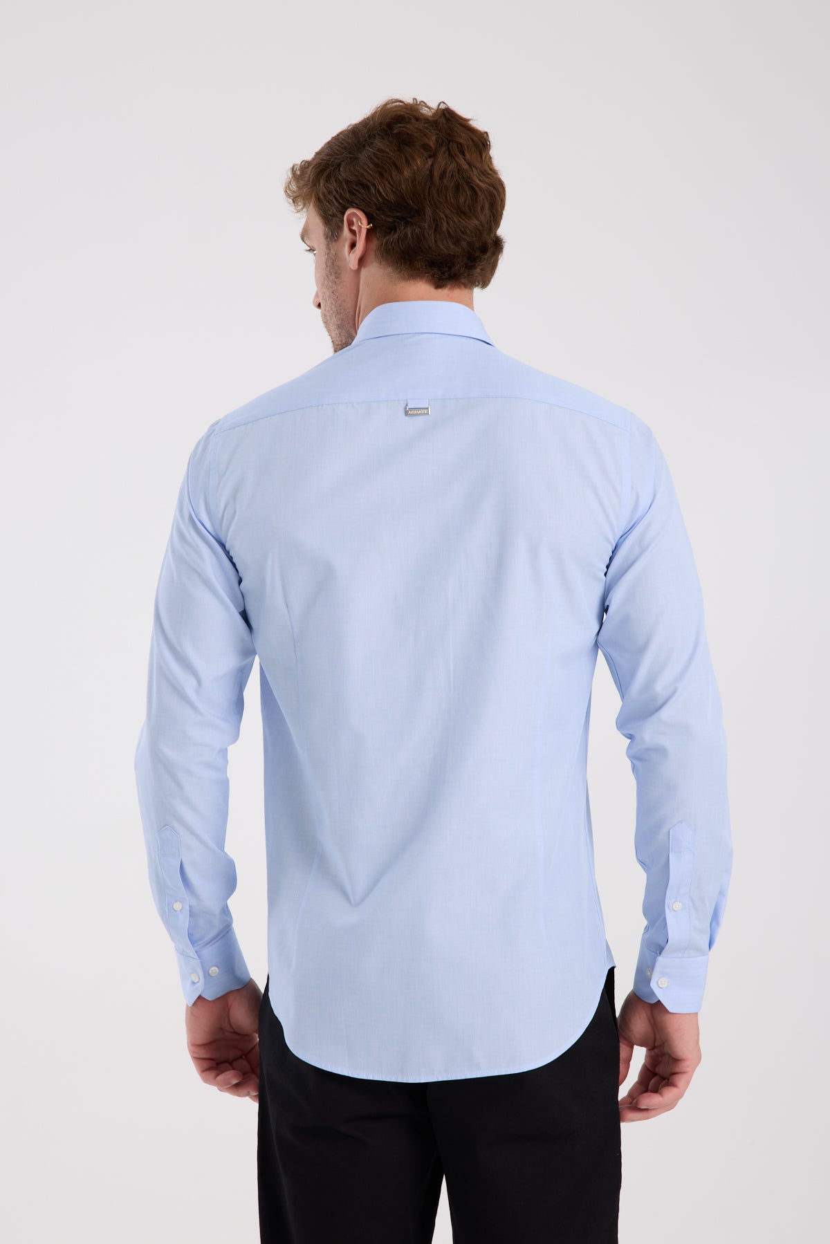 AClub AC10079 Poplin Pamuklu Slim Fit Açık Mavi Düğmeli Yaka Erkek Düz Gömlek