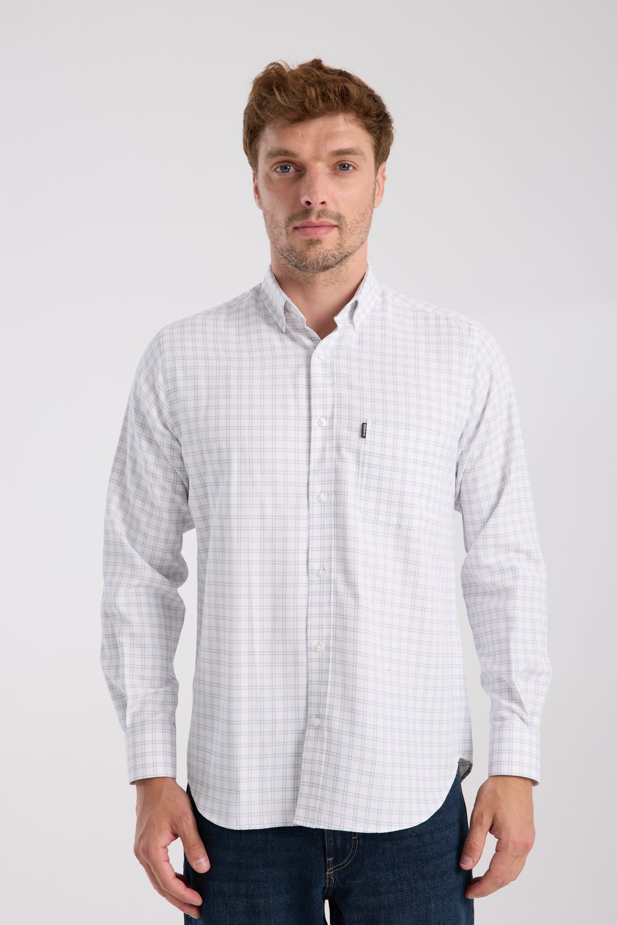 AClub AC10082 Oxford Pamuk Karışımlı Regular Fit Siyah Düğmeli Yaka Erkek Kareli Gömlek