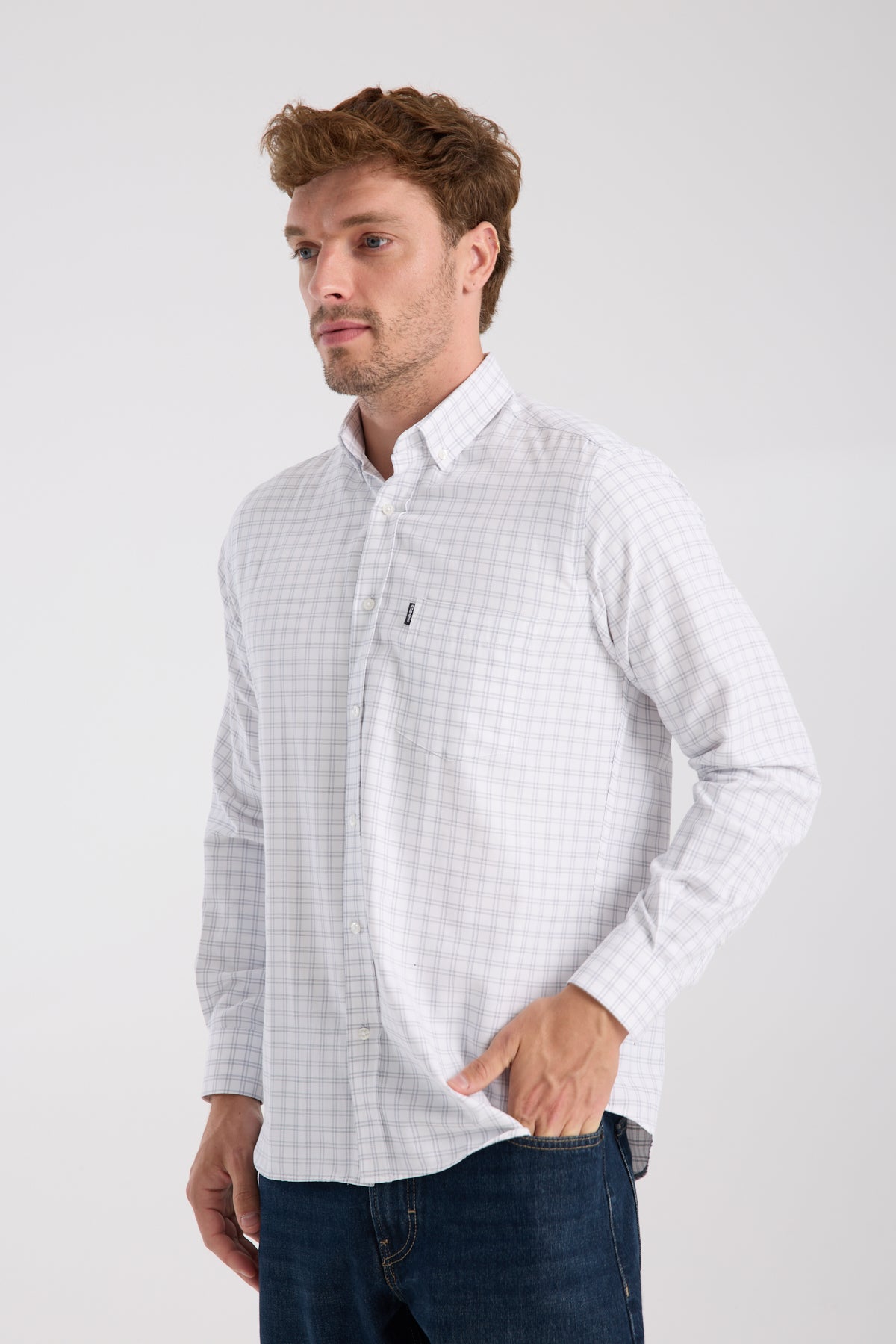 AClub AC10082 Oxford Pamuk Karışımlı Regular Fit Siyah Düğmeli Yaka Erkek Kareli Gömlek