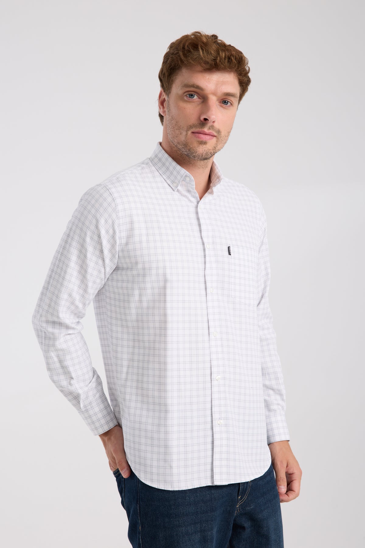 AClub AC10082 Oxford Pamuk Karışımlı Regular Fit Siyah Düğmeli Yaka Erkek Kareli Gömlek