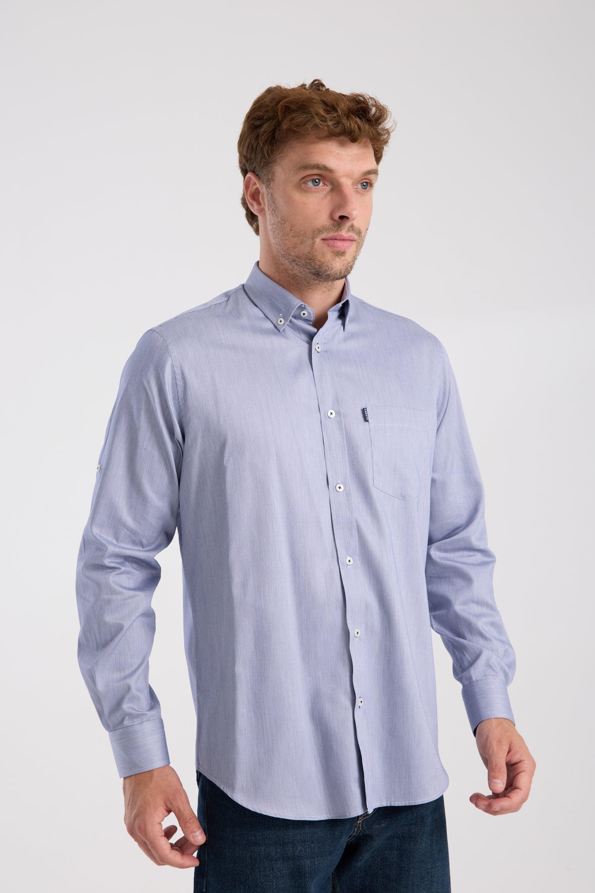 AClub AC10091 Poplin Pamuklu Regular Fit Lacivert Düğmeli Yaka Erkek Düz Gömlek