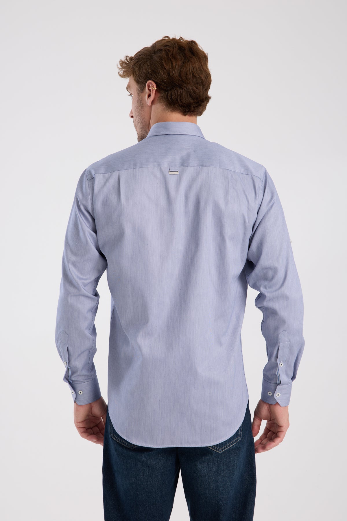 AClub AC10091 Poplin Pamuklu Regular Fit Lacivert Düğmeli Yaka Erkek Düz Gömlek