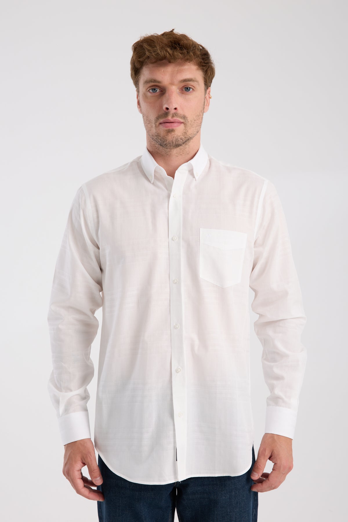 AClub AC10092 Poplin Pamuklu Regular Fit Beyaz Düğmeli Yaka Erkek Kareli Gömlek