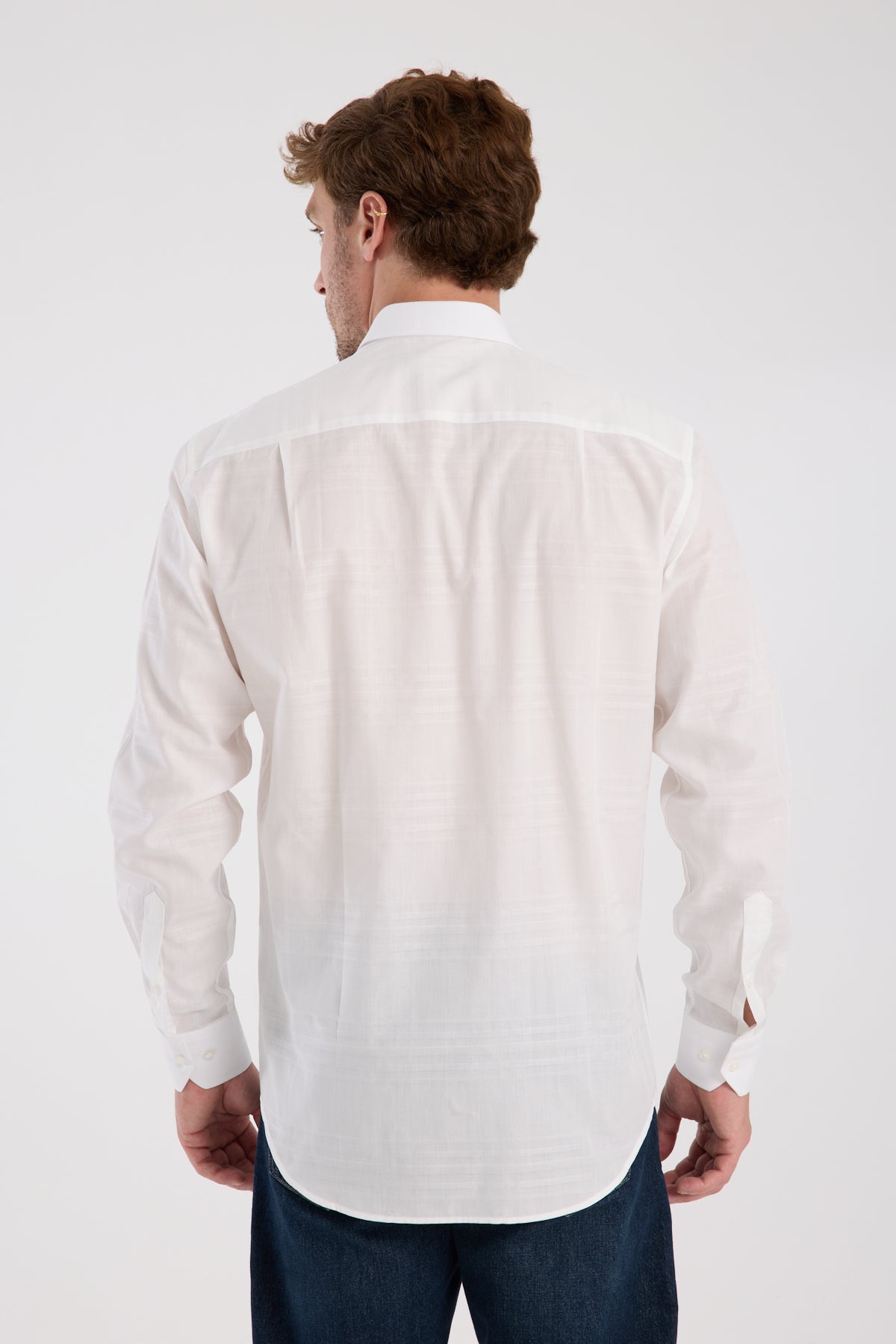 AClub AC10092 Poplin Pamuklu Regular Fit Beyaz Düğmeli Yaka Erkek Kareli Gömlek