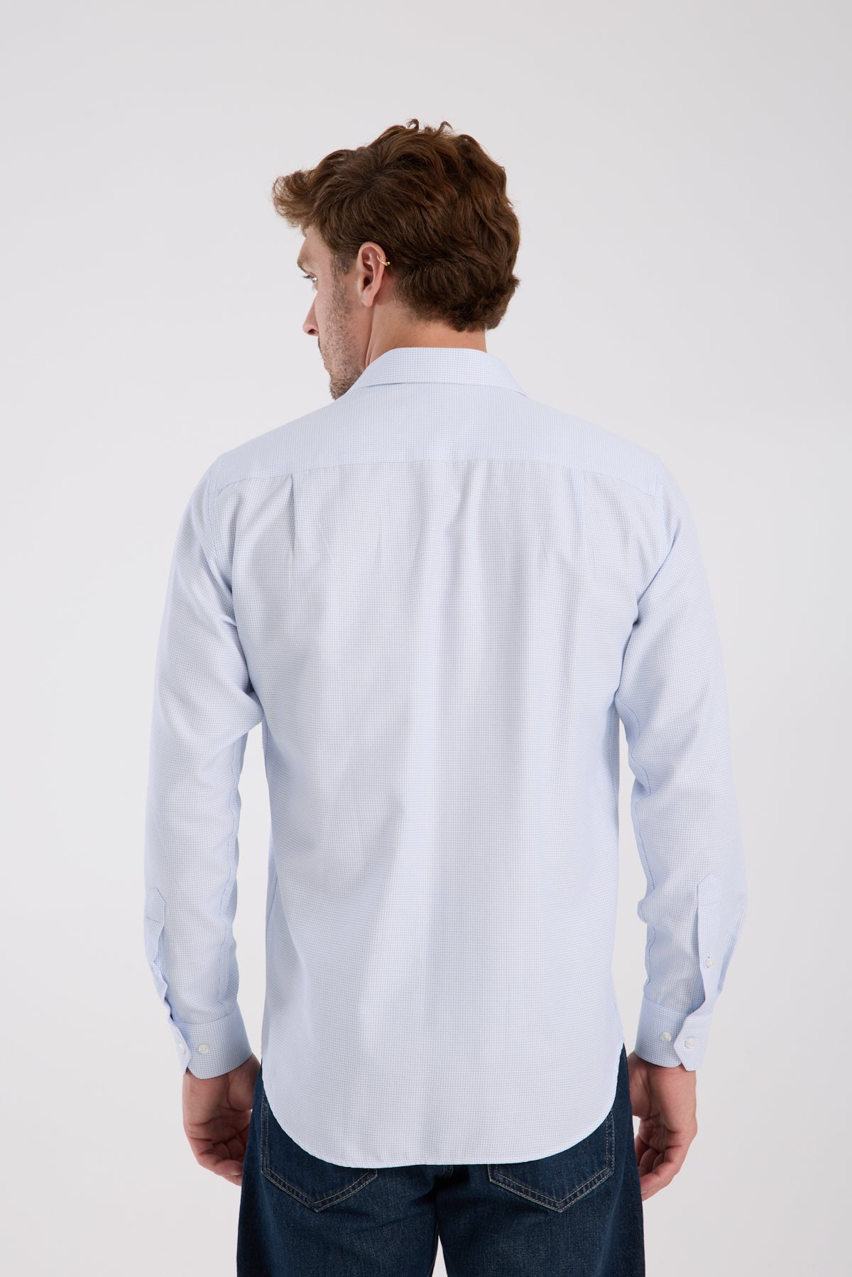 AClub AC10095 Oxford Pamuk Karışımlı Regular Fit Açık Mavi Klasik Yaka Erkek Desenli Gömlek