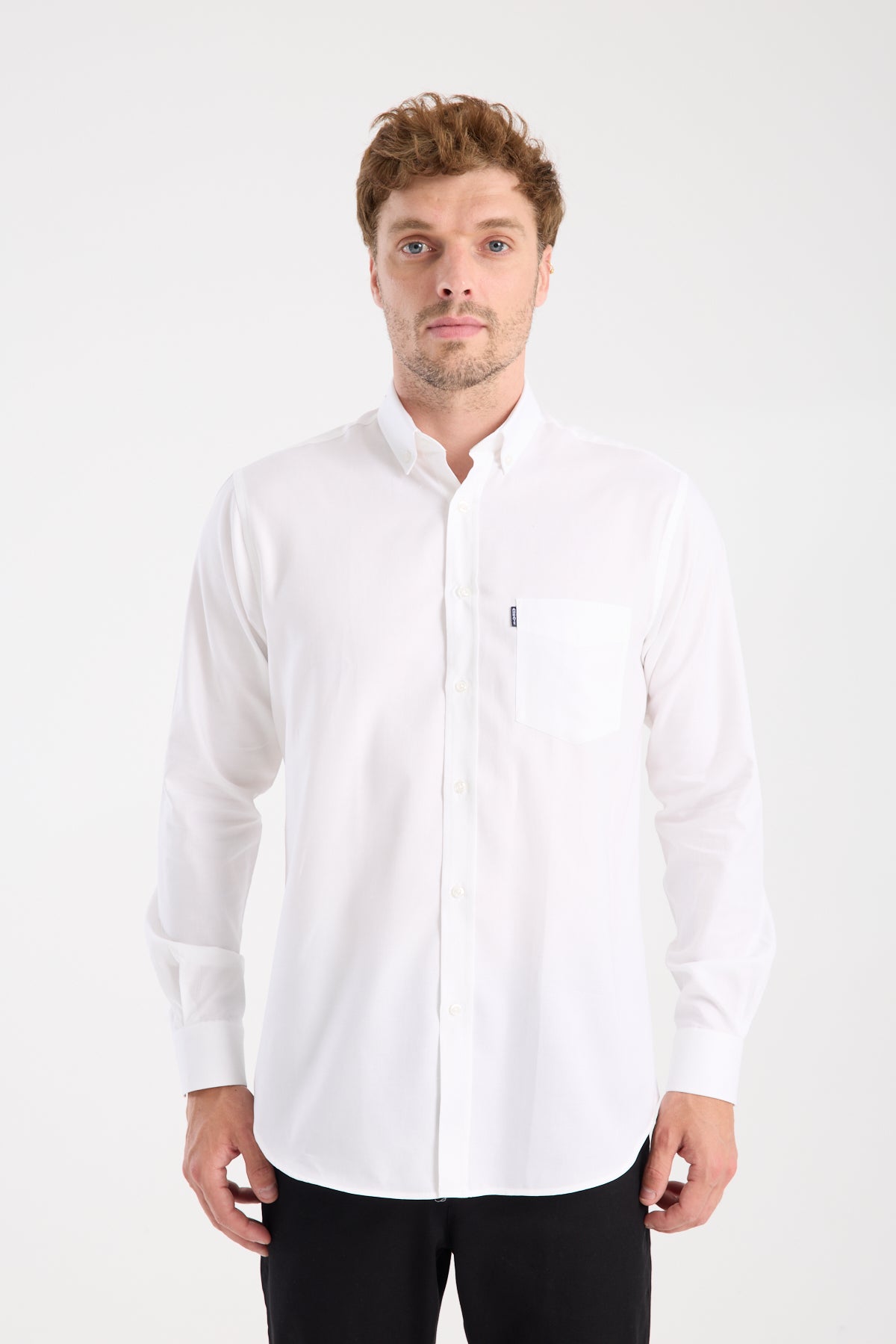 AClub AC10108 Armür Pamuklu Regular Fit Beyaz Düğmeli Yaka Erkek Desenli Gömlek