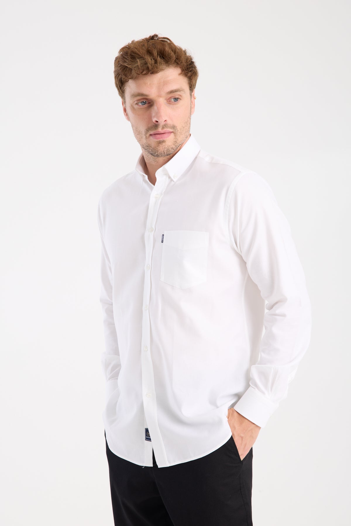 AClub AC10108 Armür Pamuklu Regular Fit Beyaz Düğmeli Yaka Erkek Desenli Gömlek