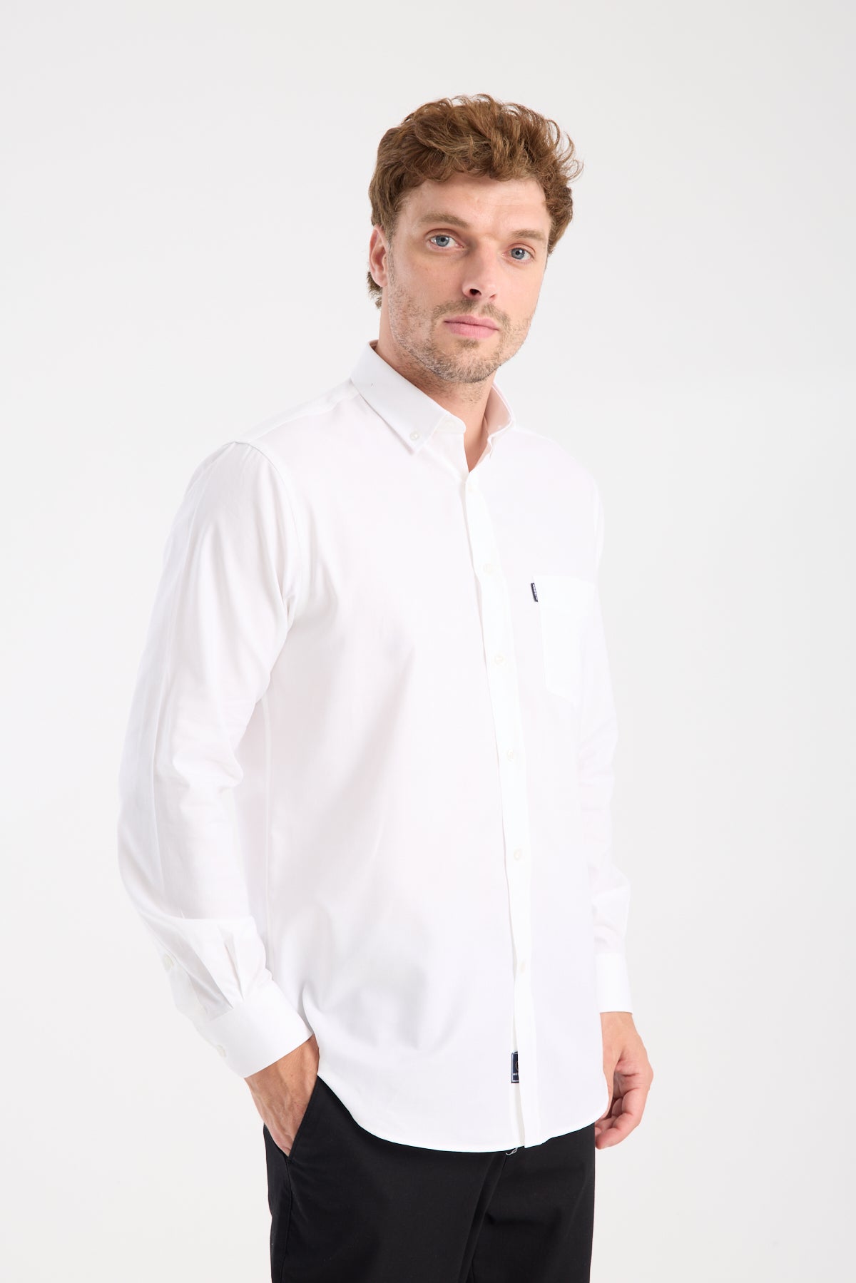 AClub AC10108 Armür Pamuklu Regular Fit Beyaz Düğmeli Yaka Erkek Desenli Gömlek