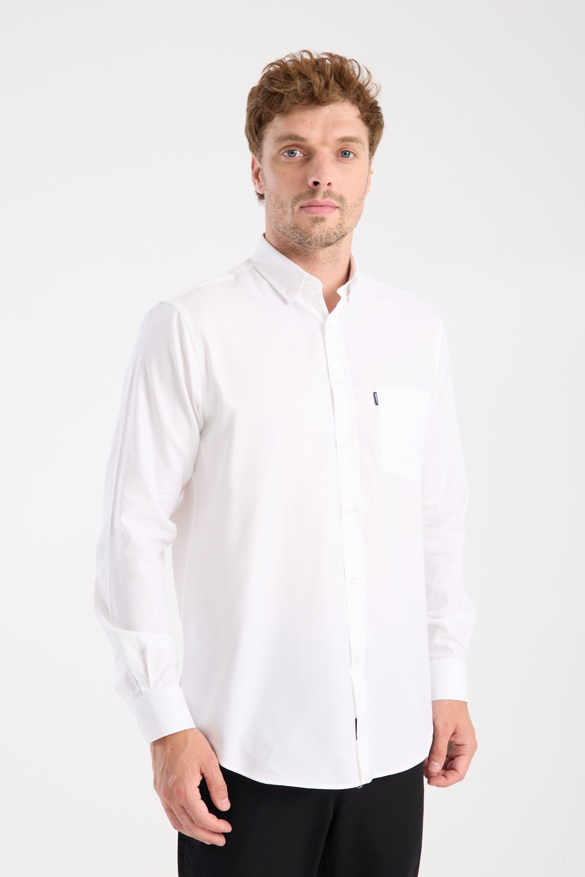 AClub AC10108 Armür Pamuklu Regular Fit Beyaz Düğmeli Yaka Erkek Desenli Gömlek