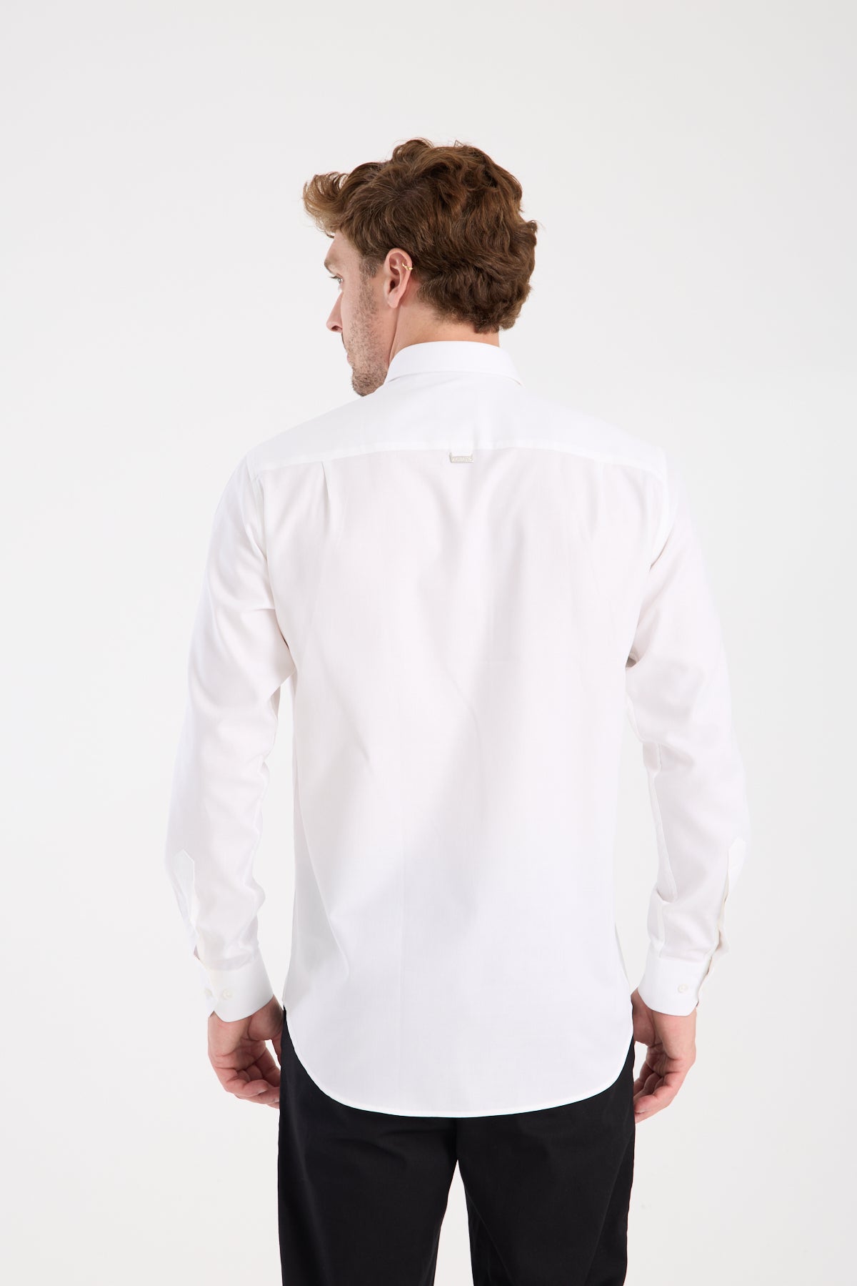 AClub AC10108 Armür Pamuklu Regular Fit Beyaz Düğmeli Yaka Erkek Desenli Gömlek