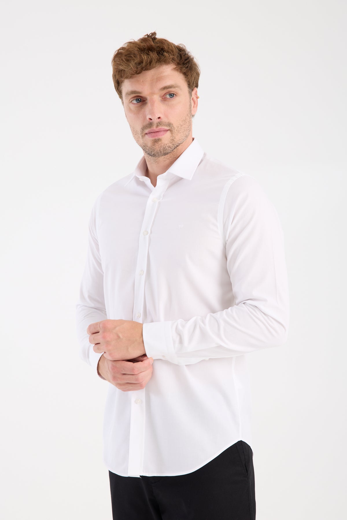 AClub AC10109 Poplin Pamuklu Slim Fit Beyaz Klasik Yaka Erkek Düz Gömlek