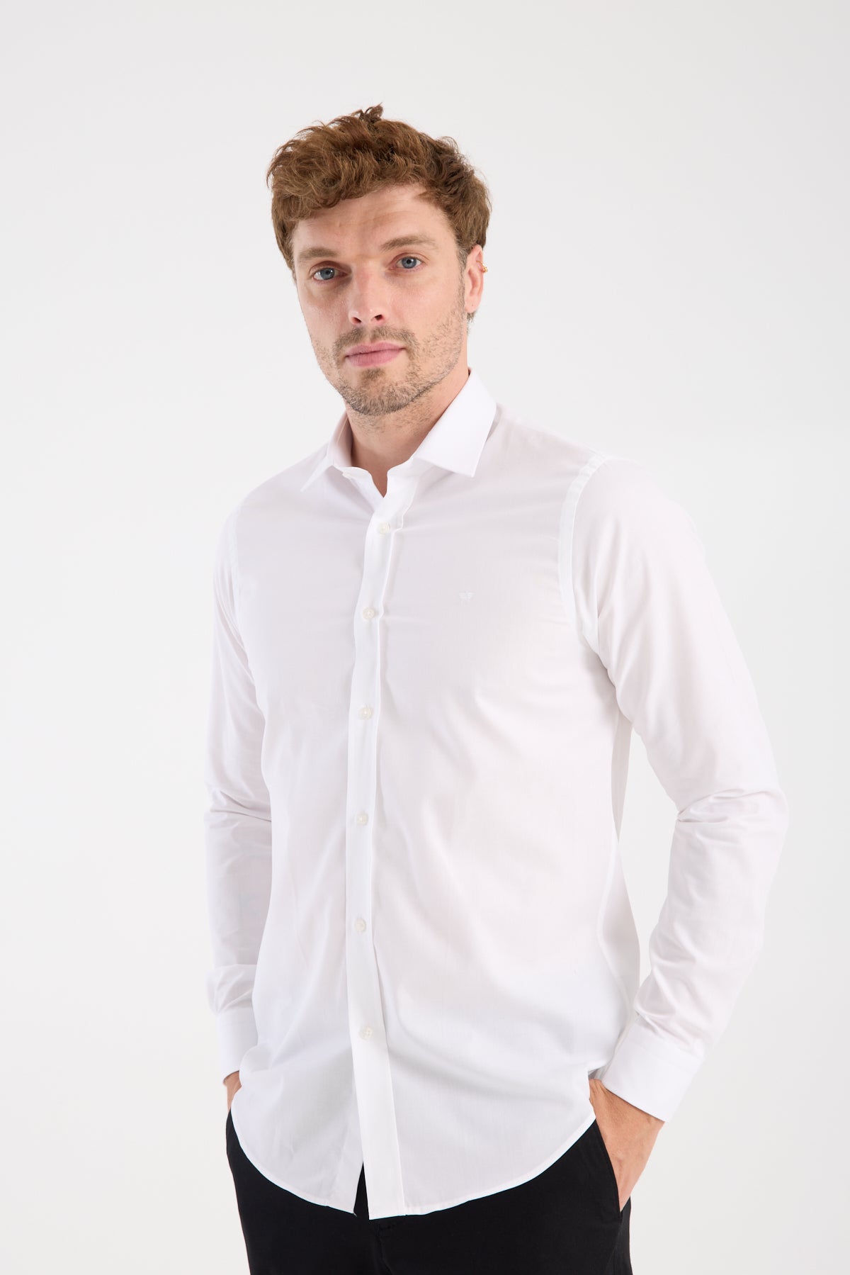 AClub AC10109 Poplin Pamuklu Slim Fit Beyaz Klasik Yaka Erkek Düz Gömlek