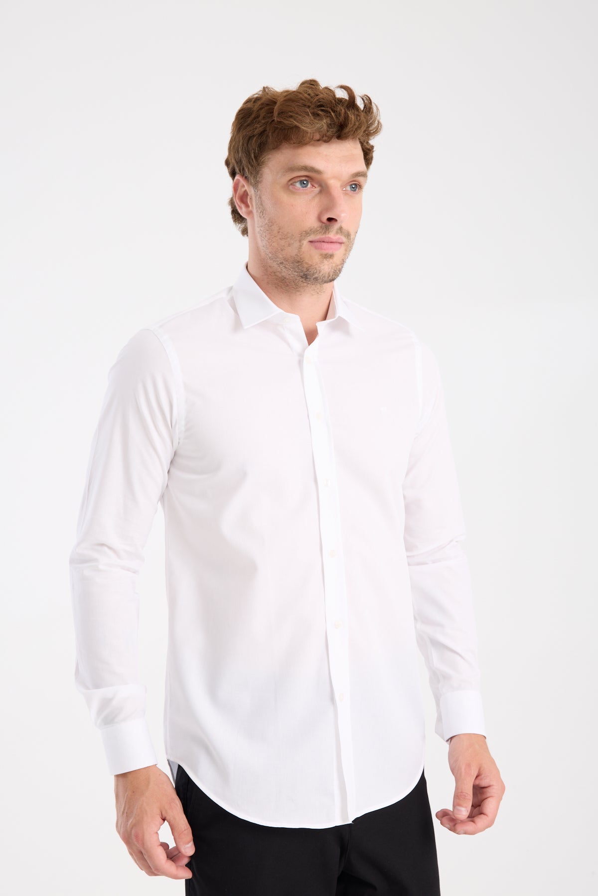 AClub AC10109 Poplin Pamuklu Slim Fit Beyaz Klasik Yaka Erkek Düz Gömlek