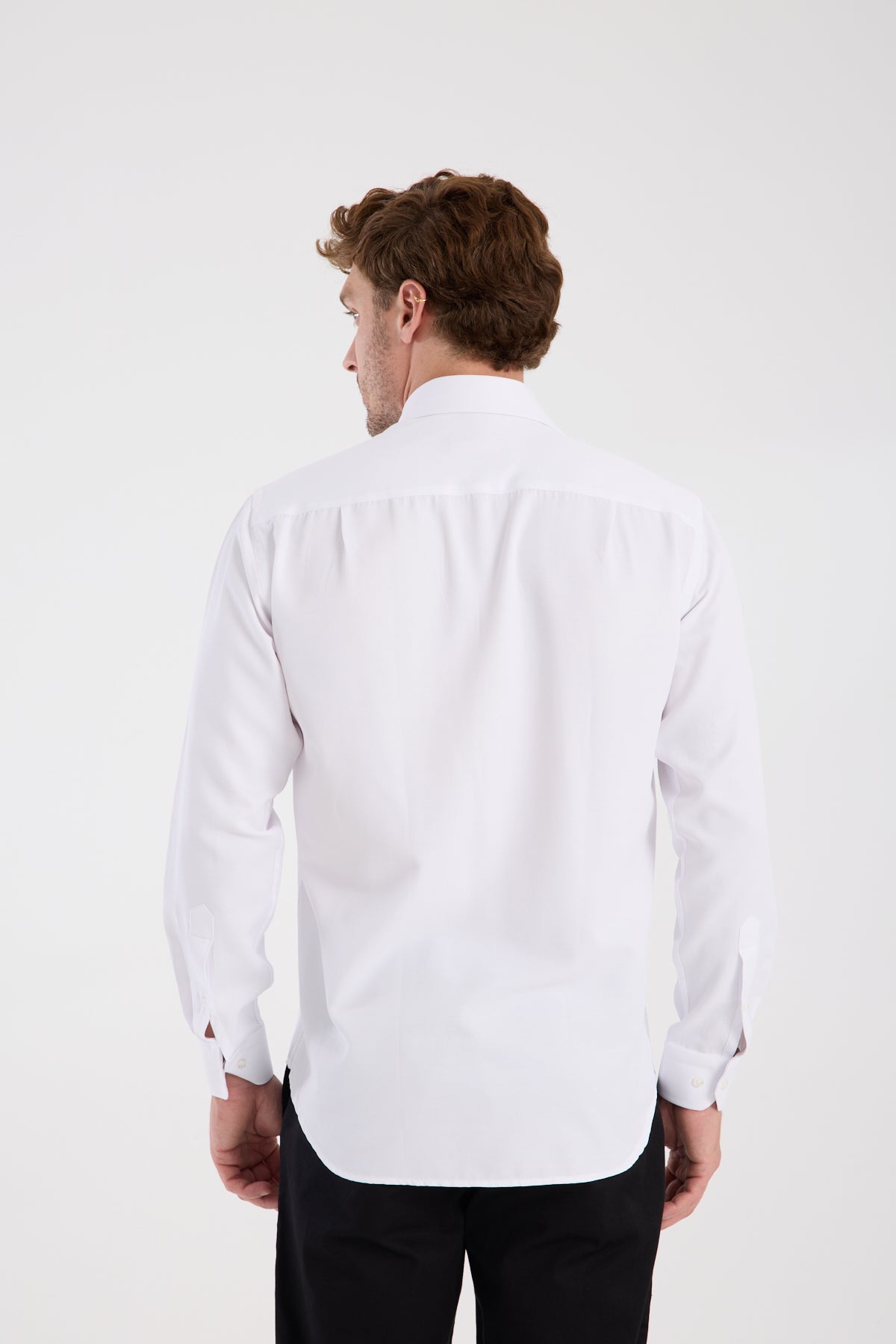 AClub AC10110 Dobby Pamuk Karışımlı Regular Fit Beyaz Klasik Yaka Erkek Düz Gömlek