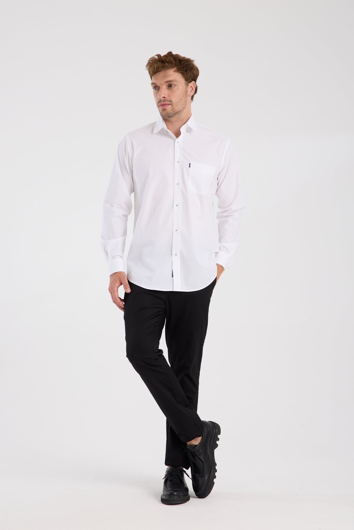 AClub AC10111 Armür Pamuklu Regular Fit Beyaz Klasik Yaka Erkek Desenli Gömlek