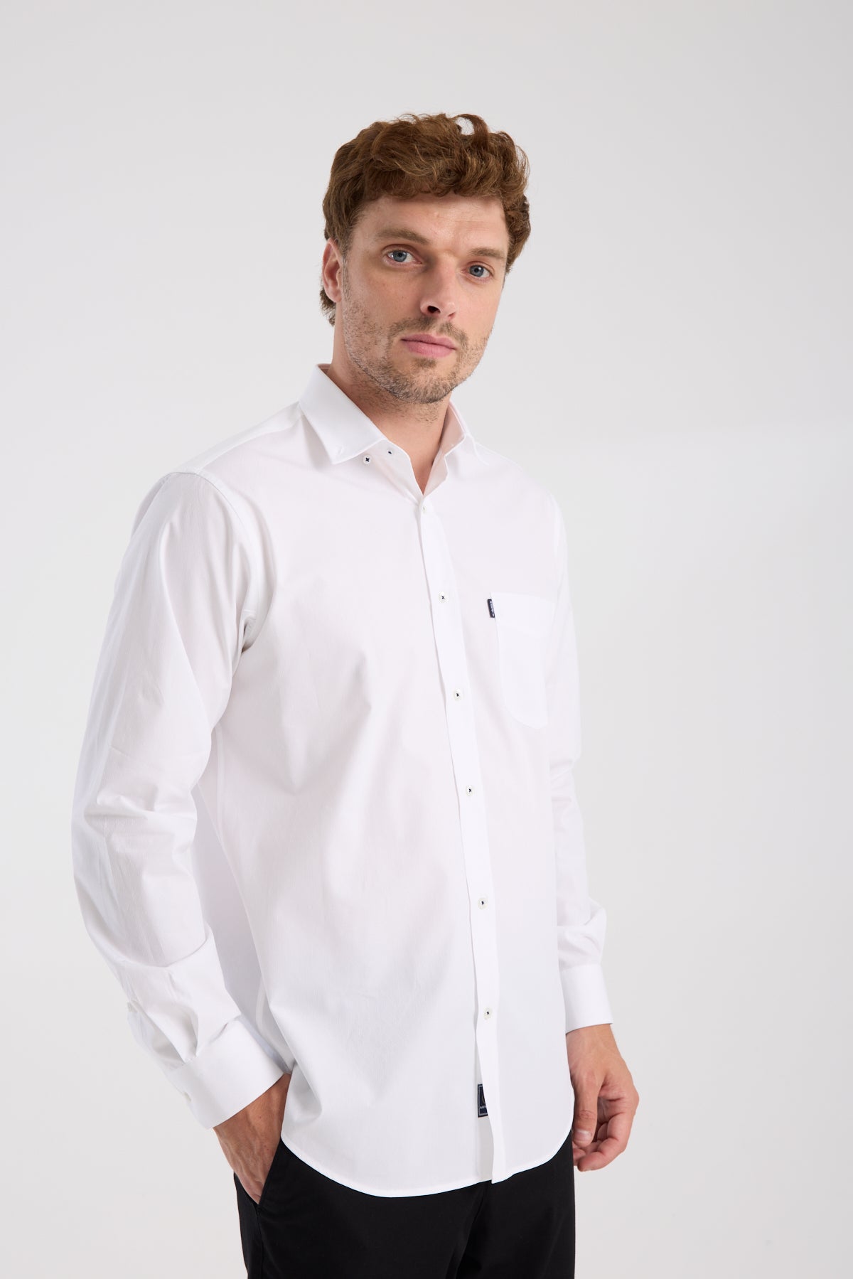 AClub AC10111 Armür Pamuklu Regular Fit Beyaz Klasik Yaka Erkek Desenli Gömlek