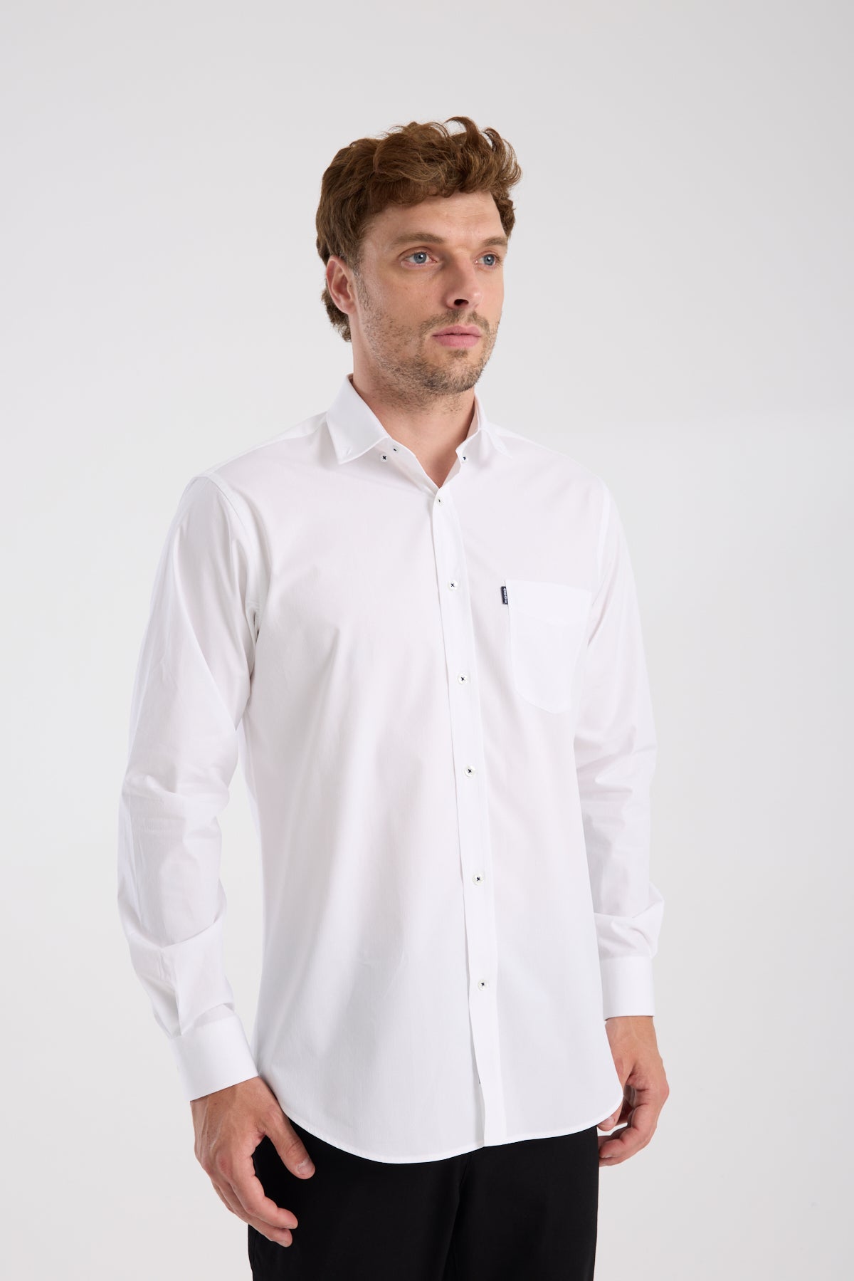 AClub AC10111 Armür Pamuklu Regular Fit Beyaz Klasik Yaka Erkek Desenli Gömlek