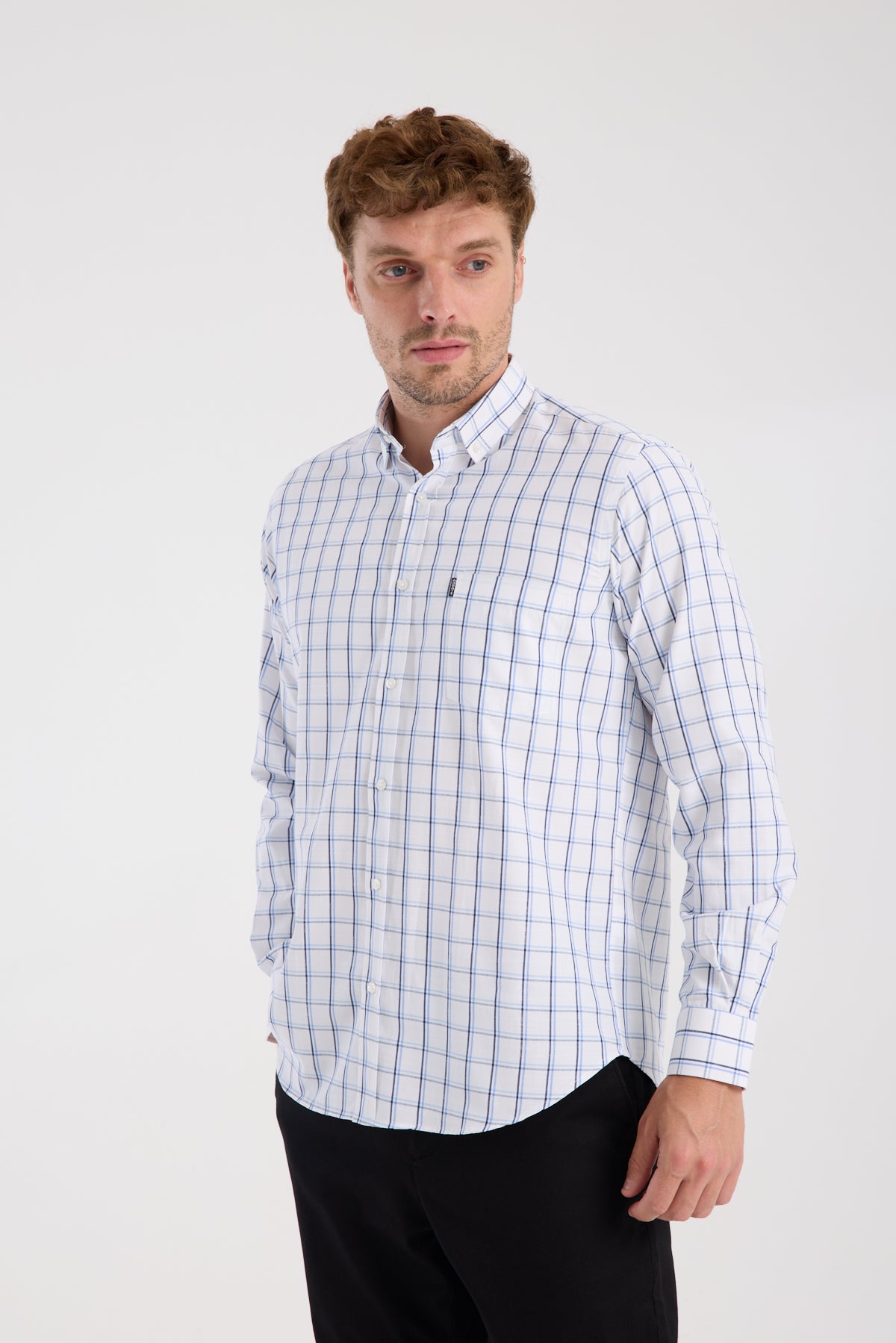 AClub AC10113 Poplin Pamuk Karışımlı Regular Fit Lacivert Düğmeli Yaka Erkek Düz Gömlek